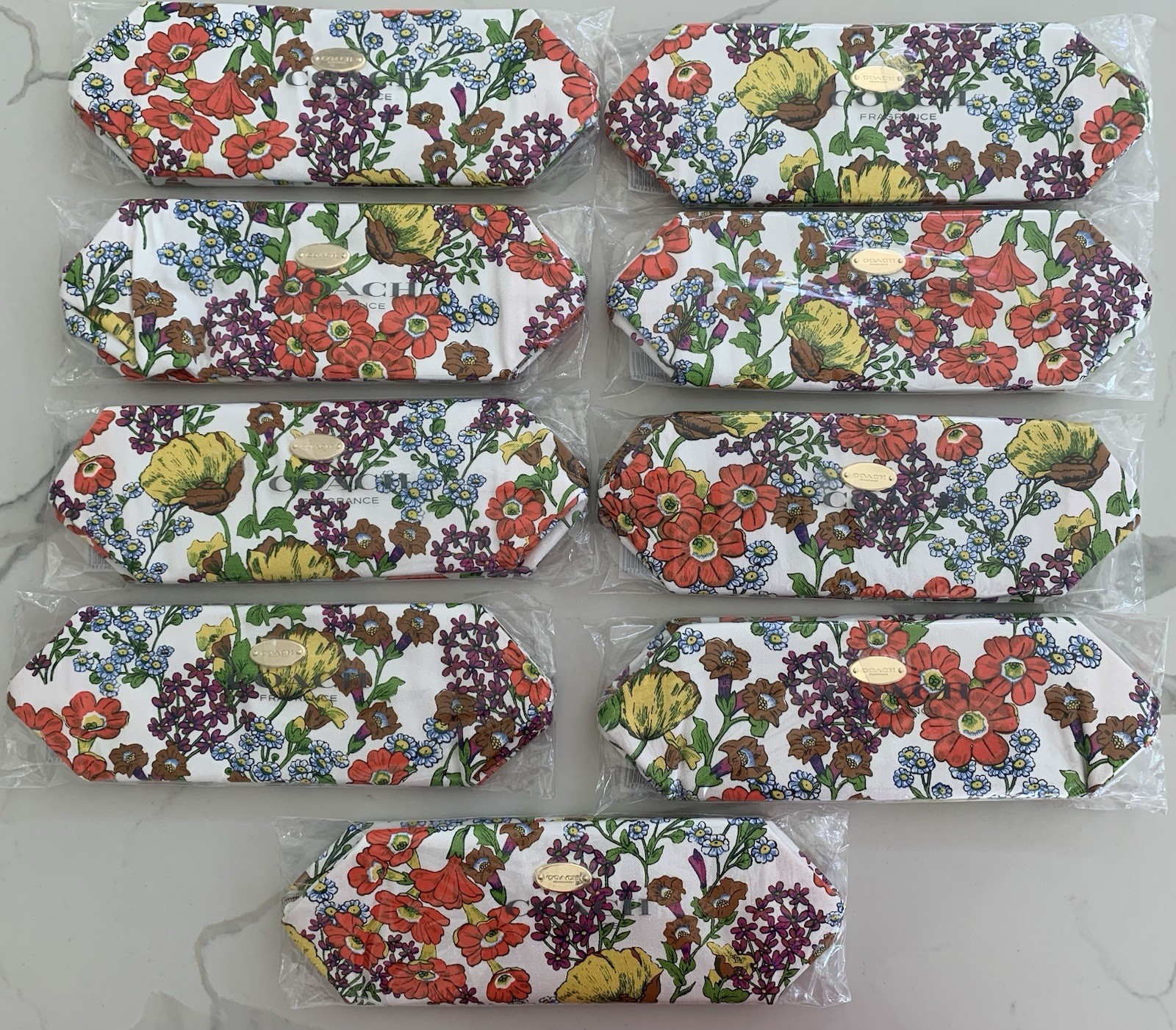 COACH Fragrance Pouch white floral toiletry cosmetic travel Bag flower design