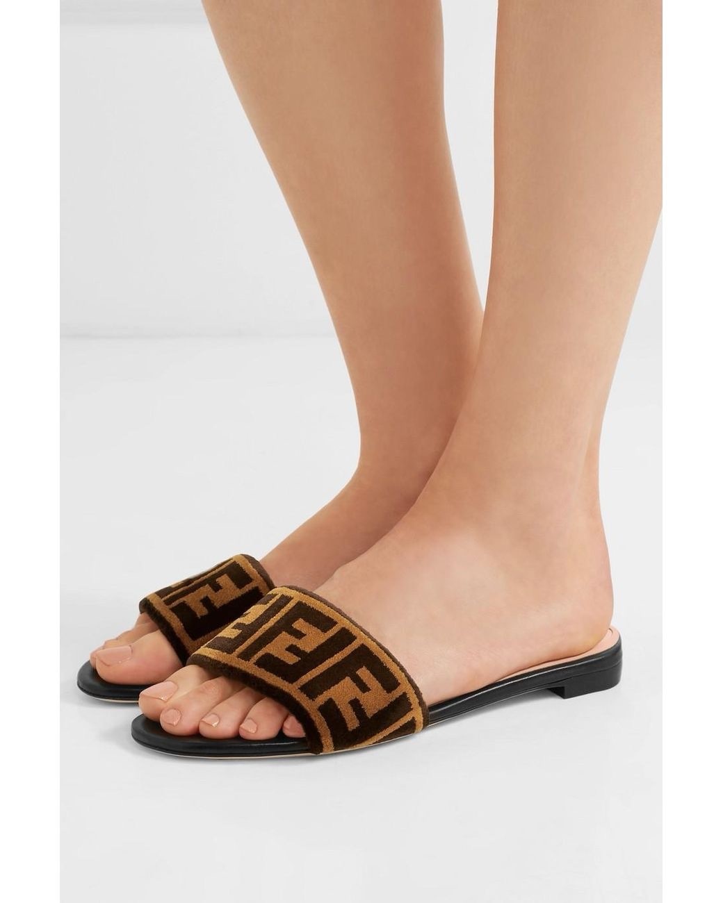 Fendi Velvet FF Slides Size 39