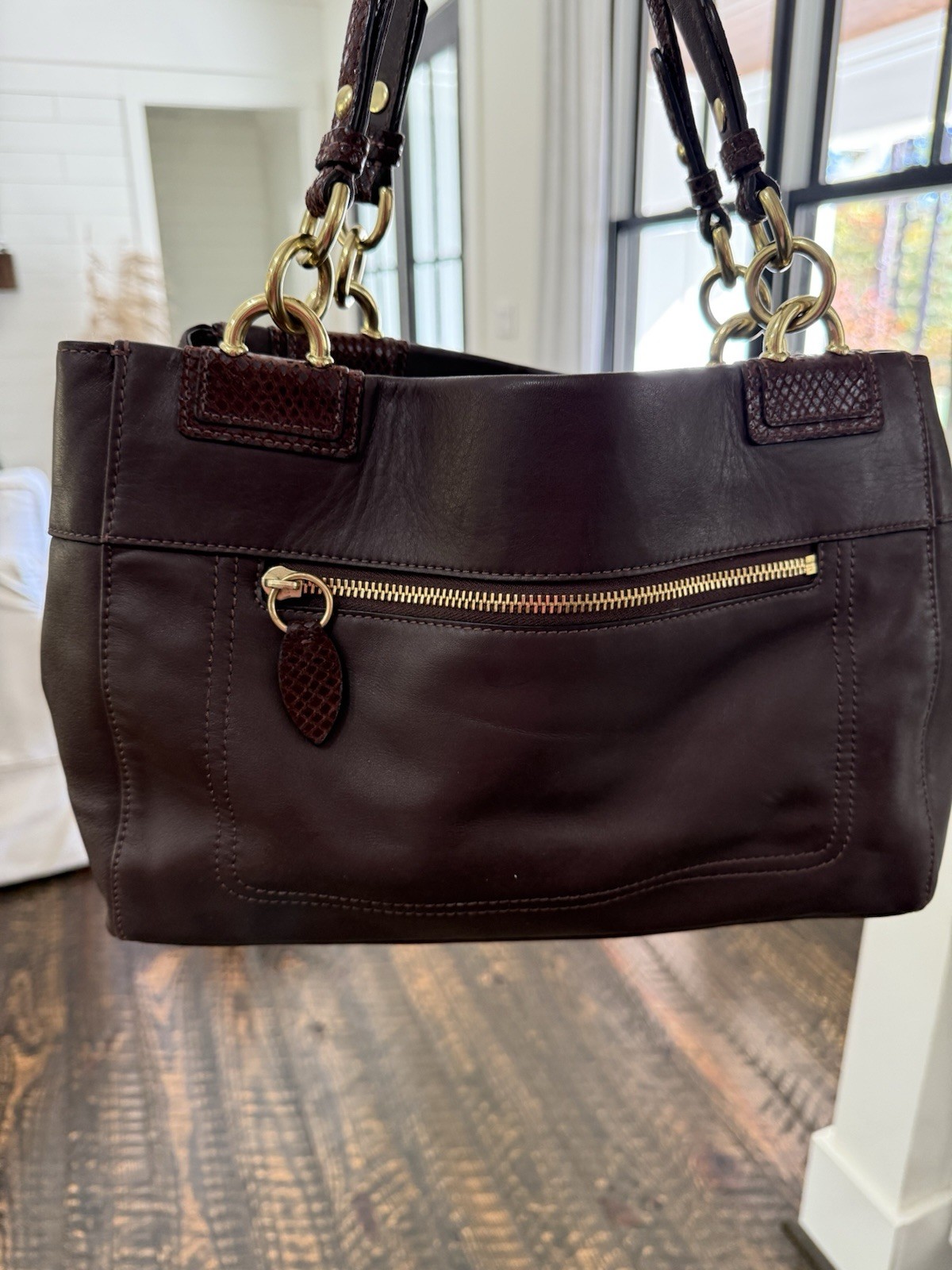 coach penelope Leather Carryall Snakeskin Accent Turn lock Bag F16531 No Hangtag