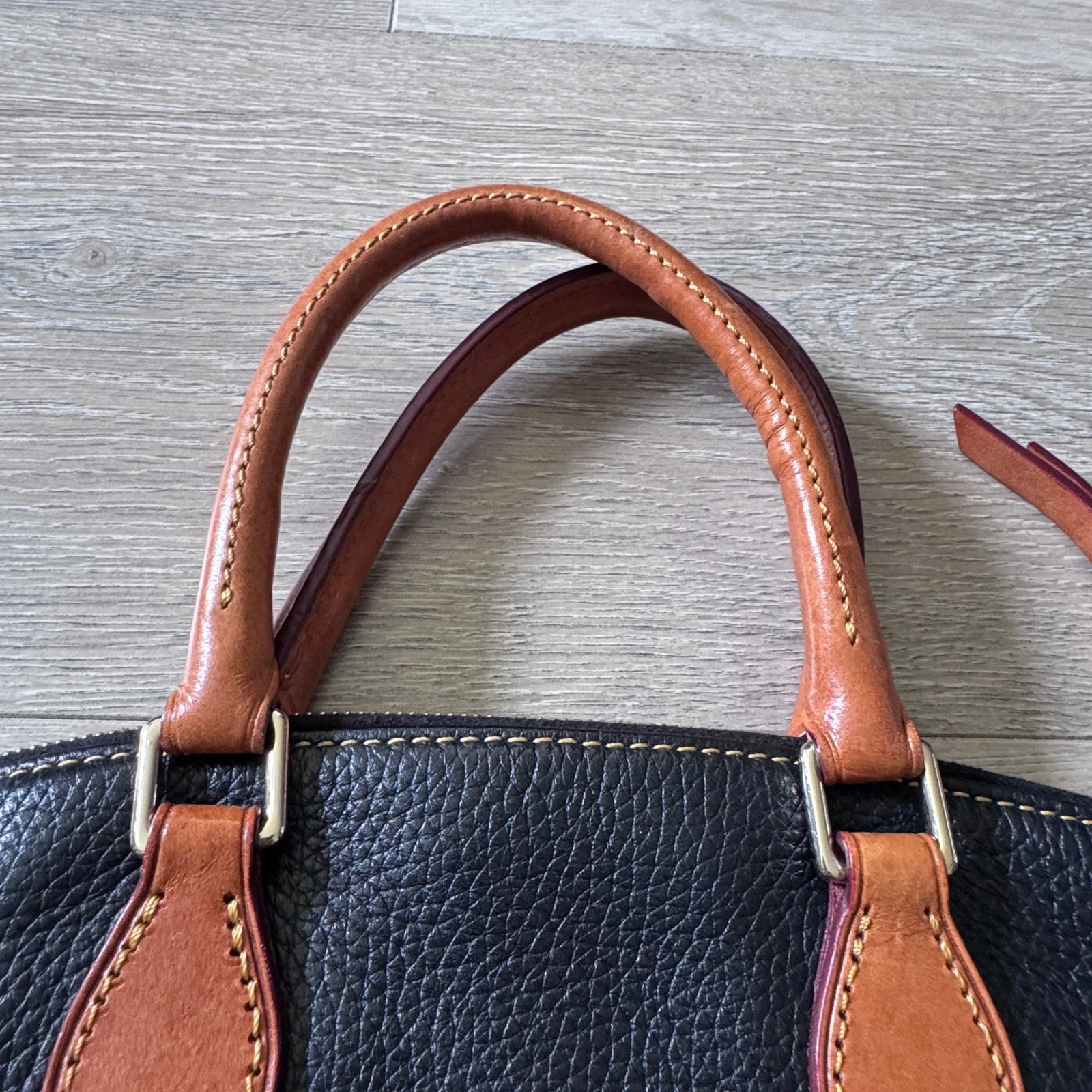 Dooney & Bourke Dillon Black Pebbled Leather Double Pocket Crossbody Bag Purse