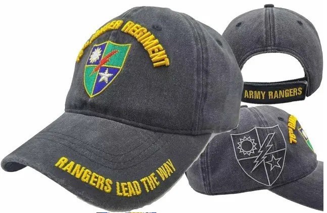 U.S. ARMY 75TH RANGER REGIMENT LEADY THE WAY BLACK SUBDUED EMBROIDERED Cap HAT