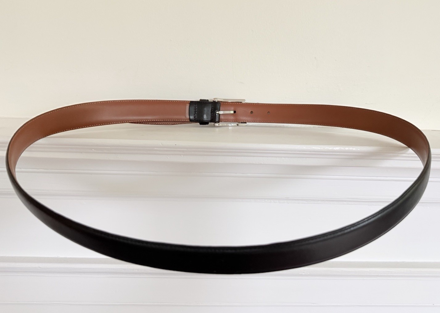 MINT Brooks Brothers BLACK Smooth Leather Belt made in ITALY Men’s 42 105cm
