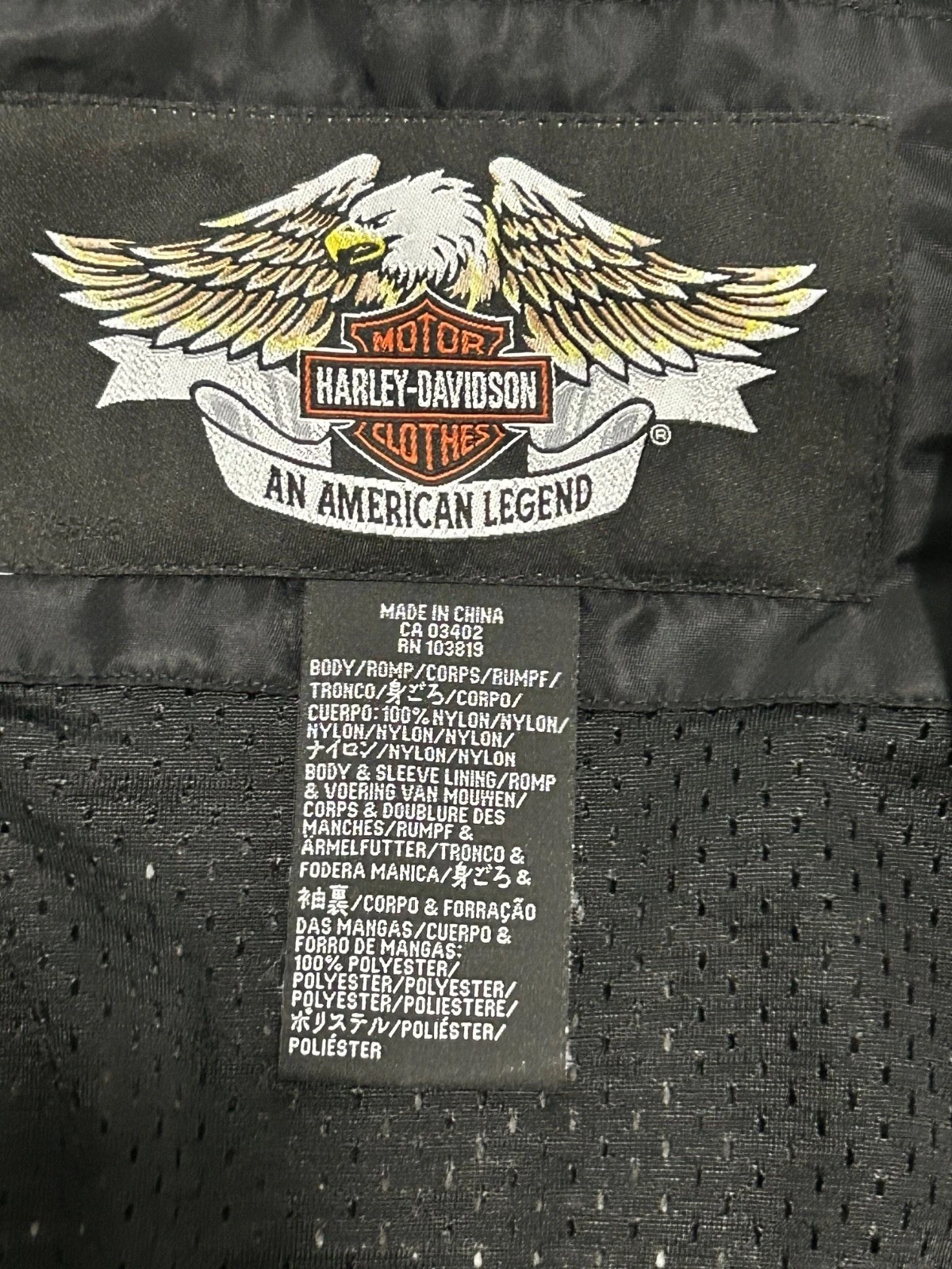 harley davidson jacket black orange bomber bar shield racing riding zip light
