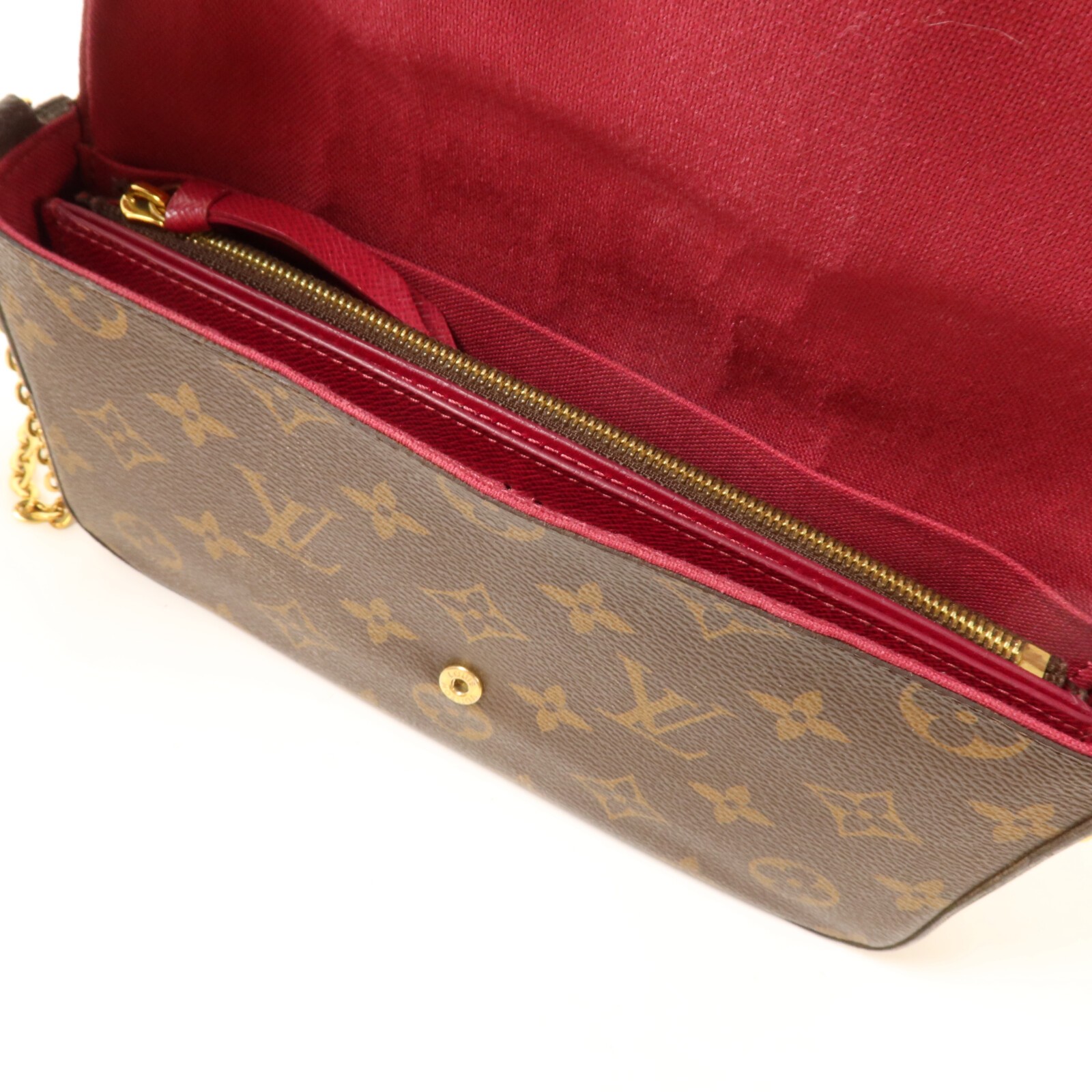 LOUIS VUITTON LV GHW Pochette Felicie Chain Shoulder M61276 Monogram Brown/Red