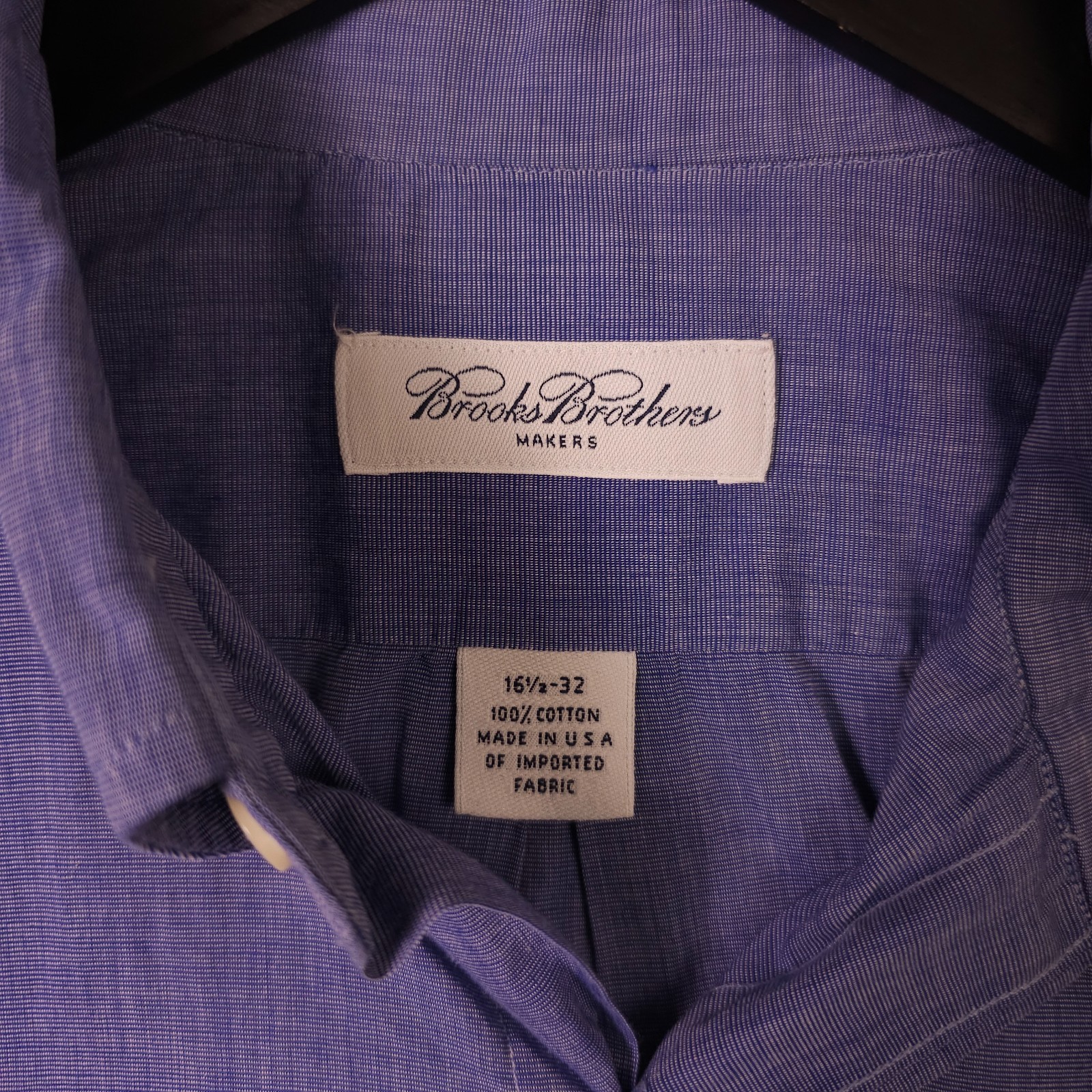 VTG Brooks Brothers Makers Shirt Men 16 1/2 32 Blue Long Sleeve Button Down USA