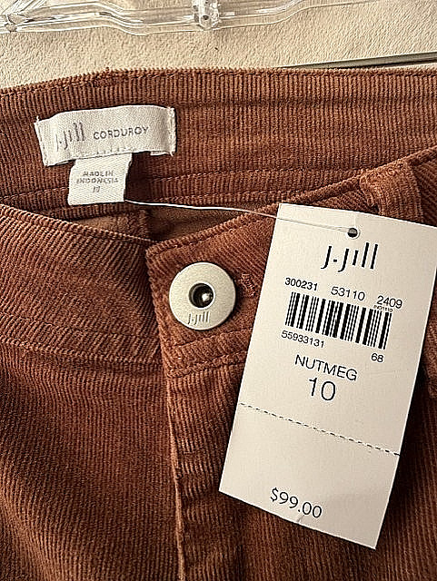 J.Jill Corduroy Pants Nutmeg Brown Sz 10 Classic Casual Relaxed Laid-Back