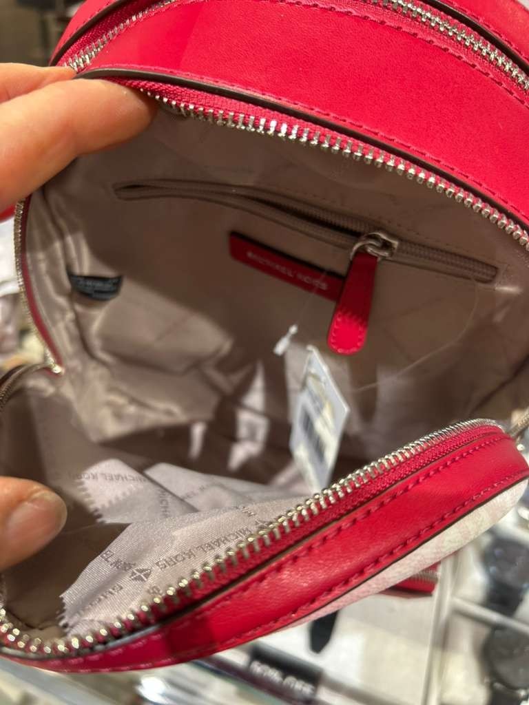 Michael Kors Jaycee Women Medium Logo Zip Pocket Backpack Dark Raspberry Multi