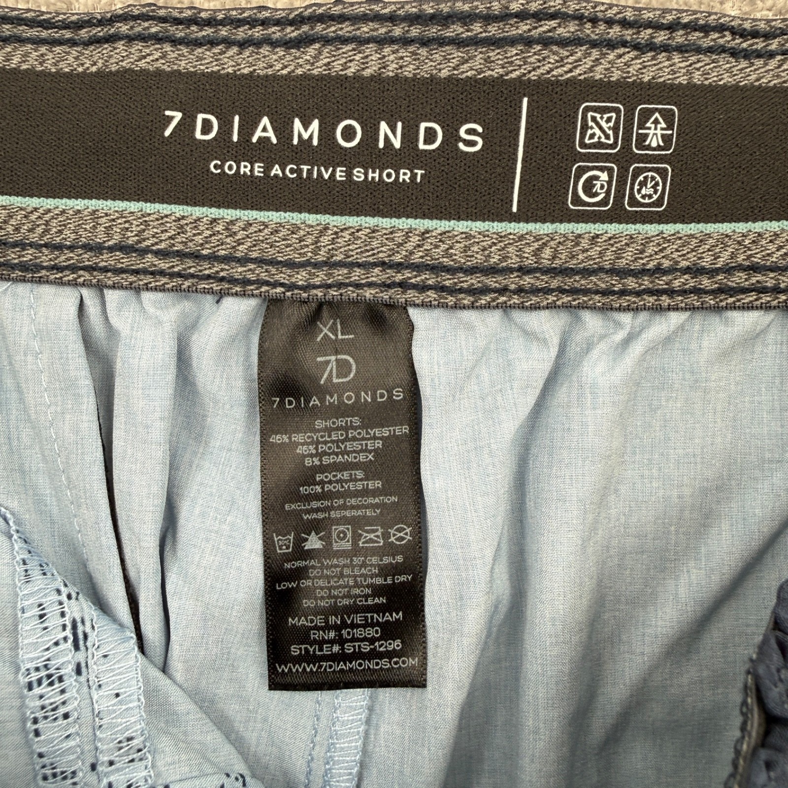 7 Diamonds Core Active Shorts Men’s XL Blue NWT Athleisure Drawstrings 8″ Trunks