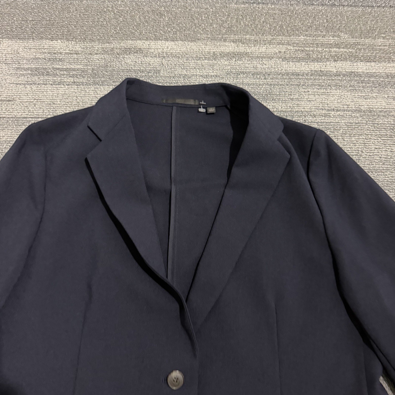Uniqlo Blazer Mens Large Navy Unstructured Sport Coat Polyester Jacket Stretch