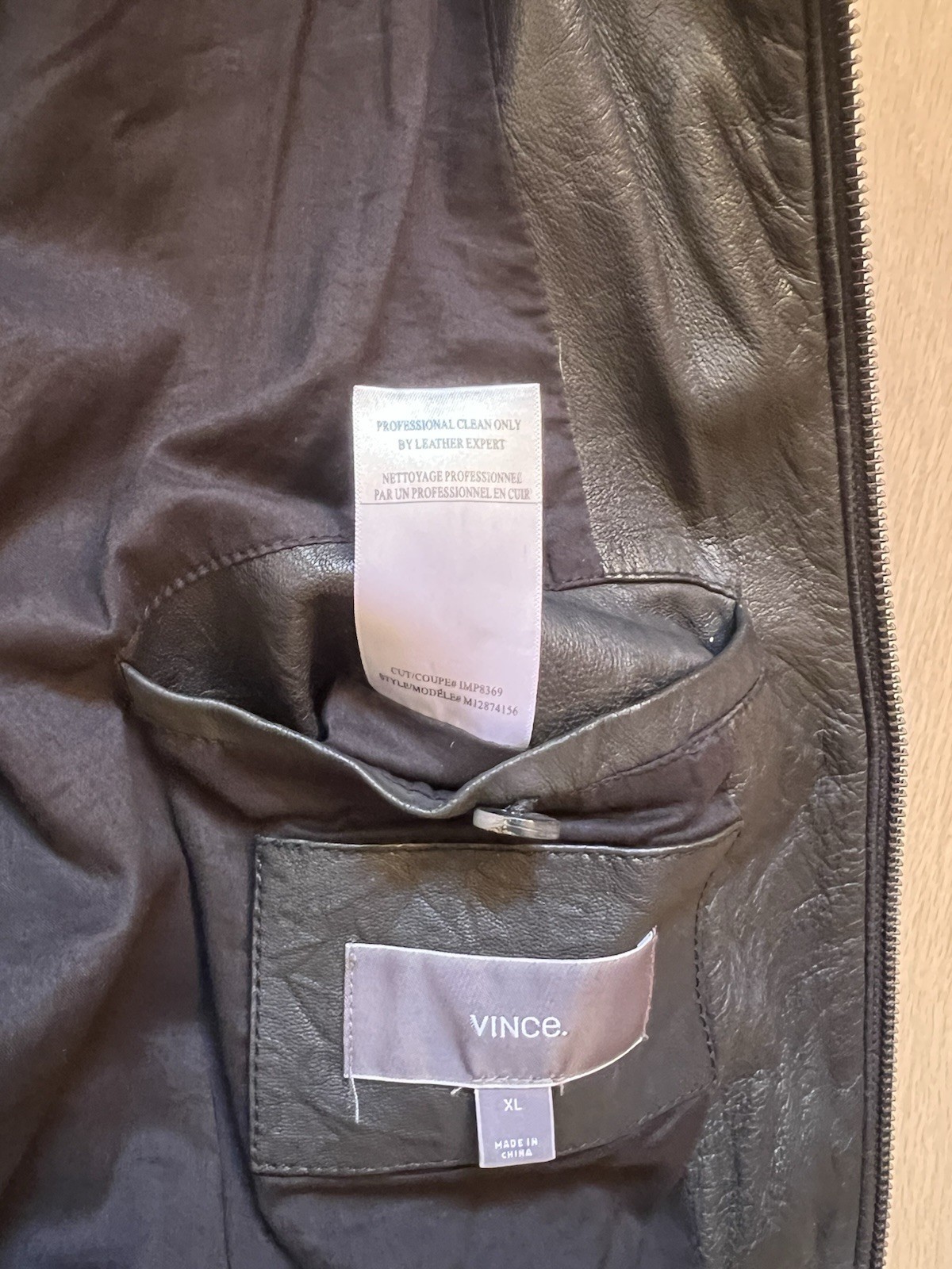 Vince Men’s 100% Lambskin Leather Bomber Jacket Black Full Zip Pockets XL