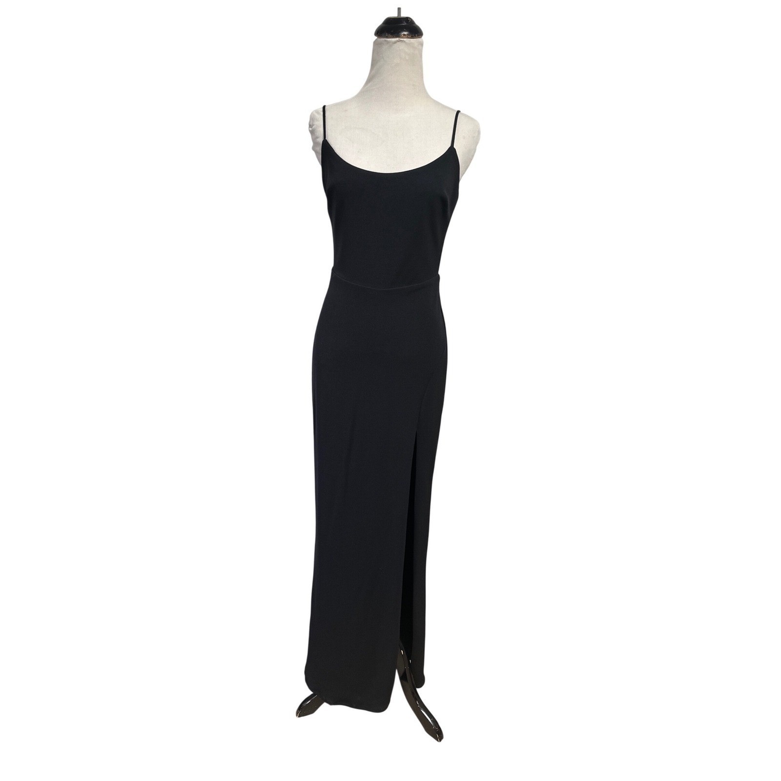 Katie May Black Square Neck High Slit Maxi Dress S Formal Wedding Guest Gown