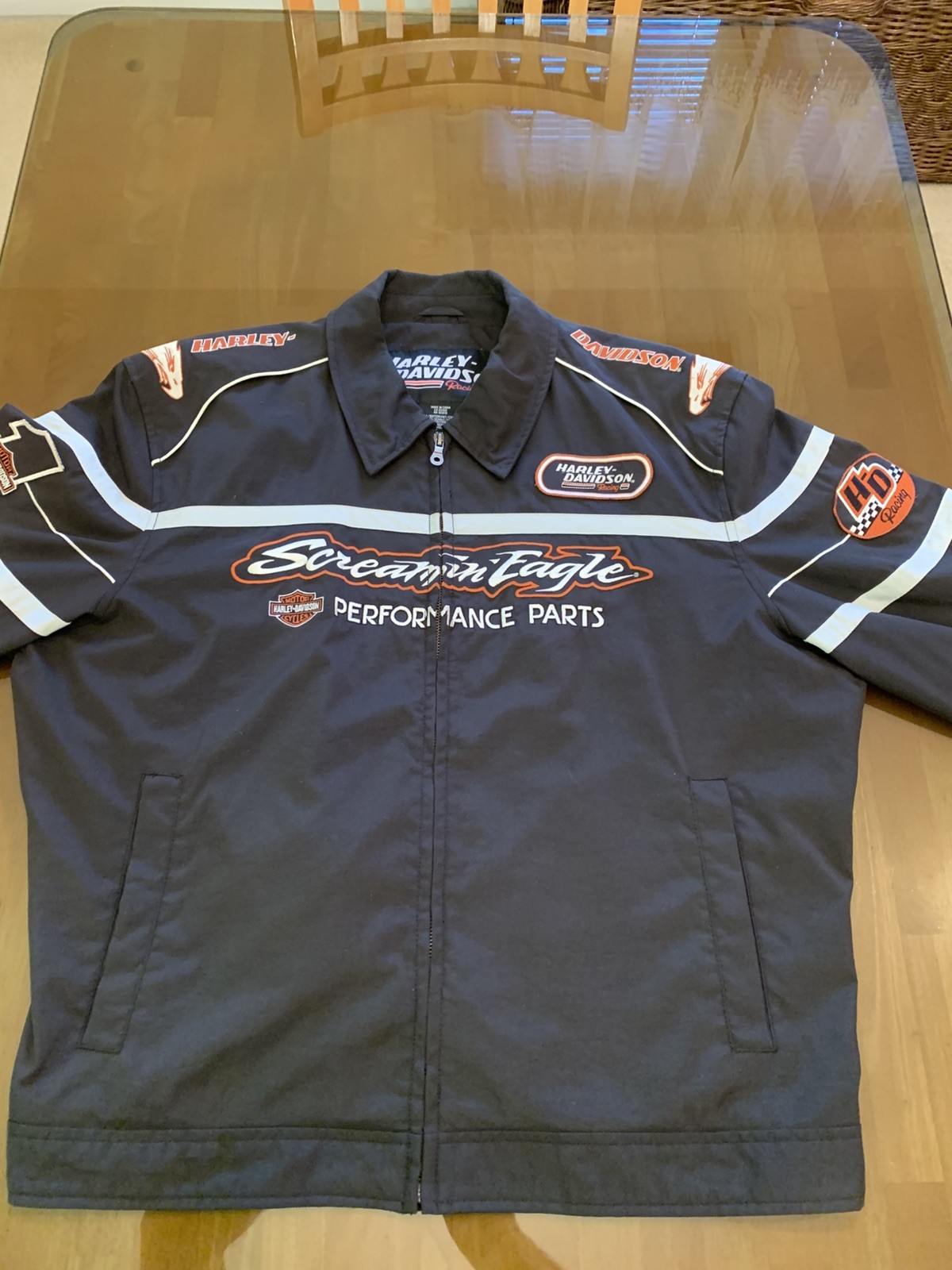 Vintage Harley Davidson Screamin Eagle Racing Black Bird MC Jacket Mens XL