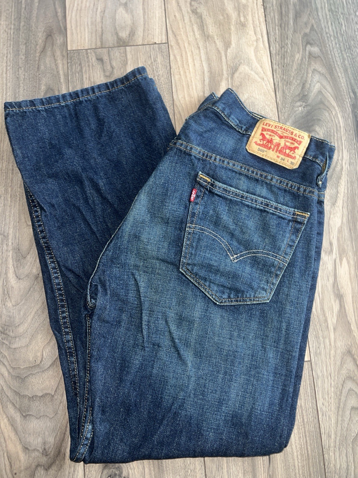 Levi’s 569 Blue Jeans Faded Whiskers Dark Wash