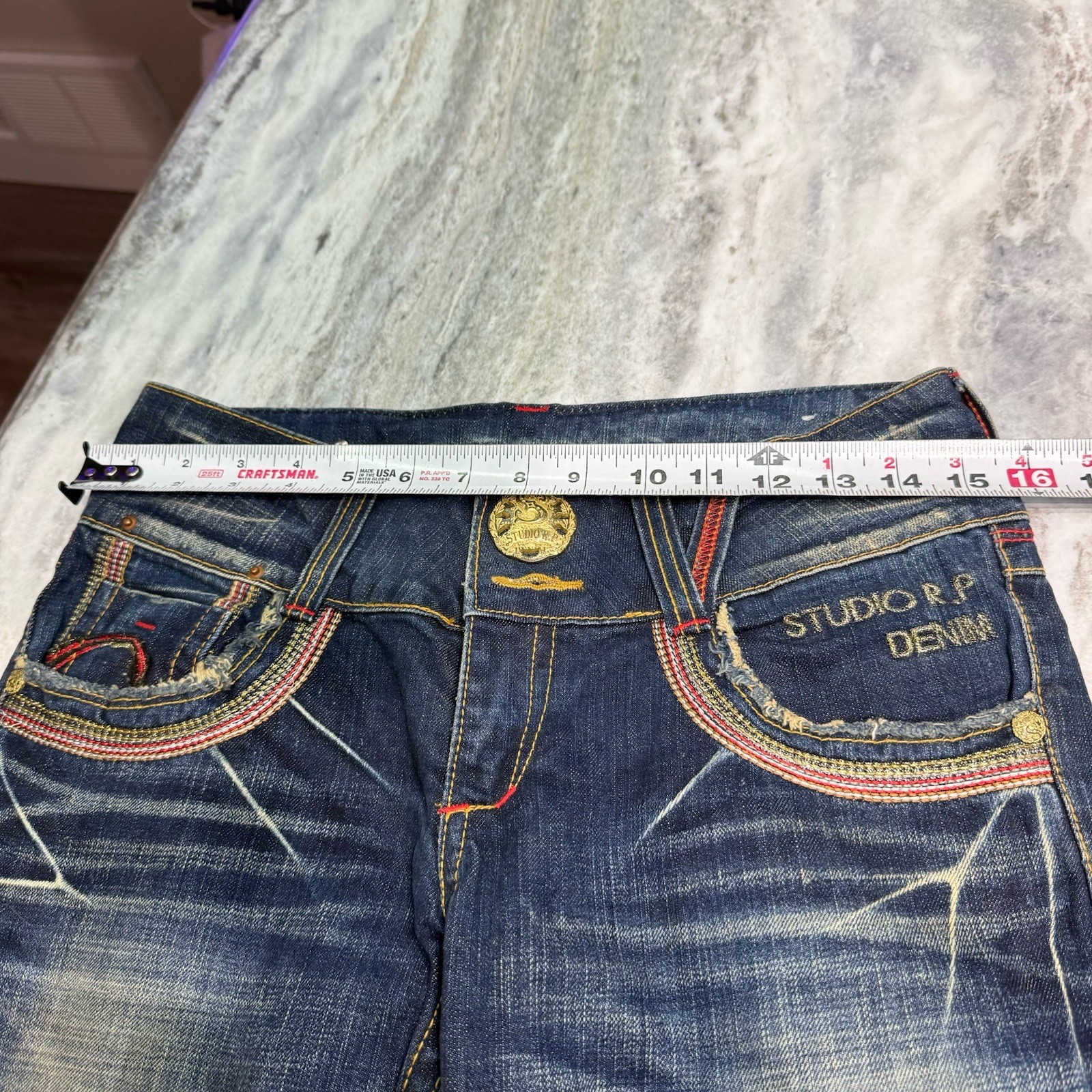 Studio R.P Flare Denim Pants y2k RED PEPPER Size 27 Vintage Rare