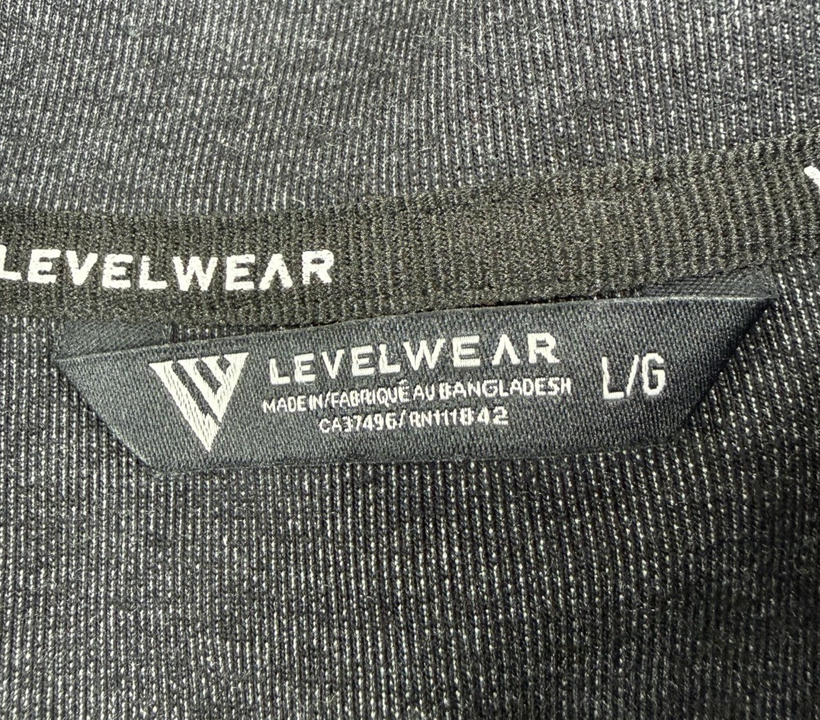 Levelwear Golf Pullover Black Gray 1/4 Zip Tech Sweater Performance Stretch L