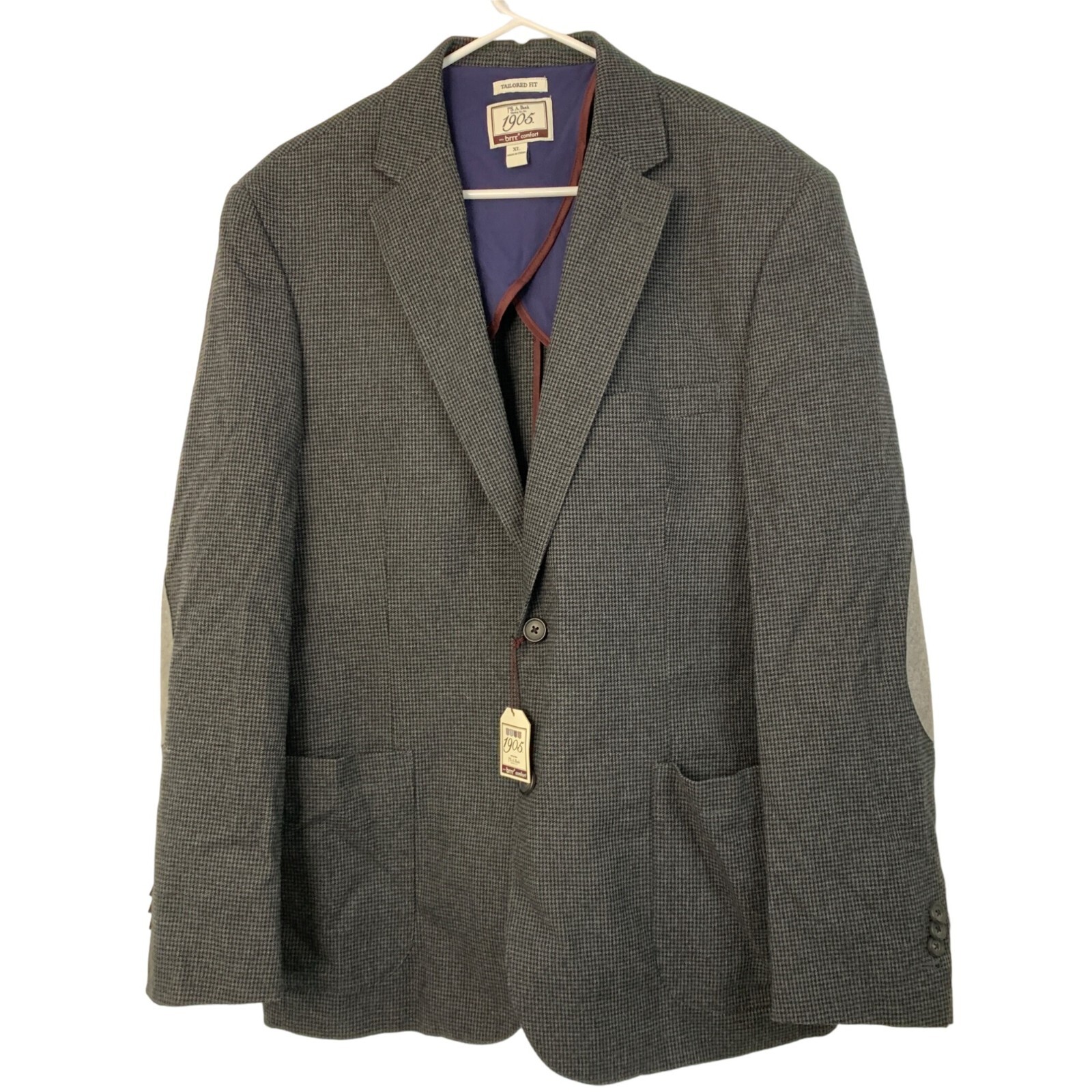 J.S. A. Bank Mens 1905 Tailored Fit Blazer With brrr° Comfort Gray XL 7807 44R