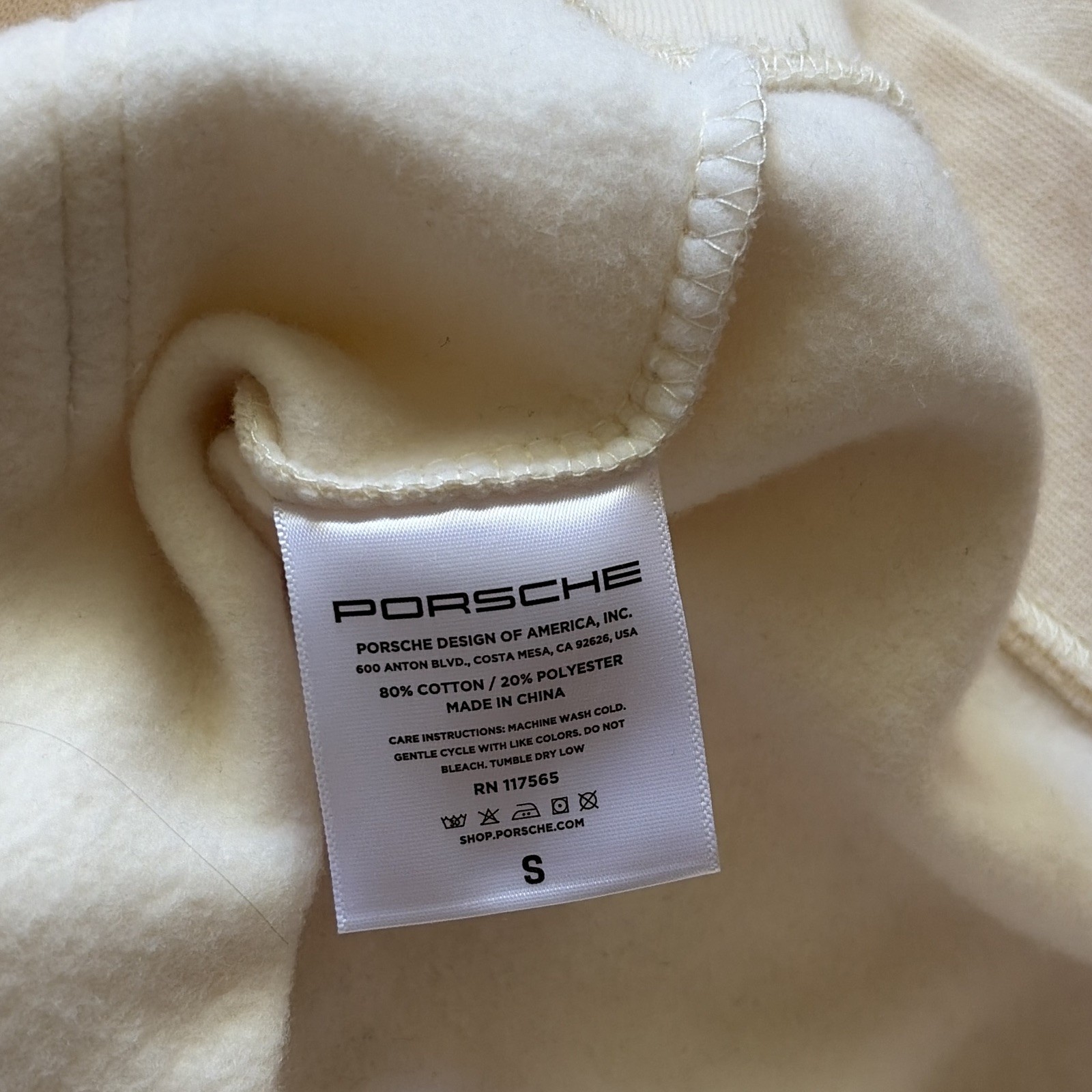Porsche Design Rexy Beige Fleece Pullover Hoodie Embroidered Graphic Men S
