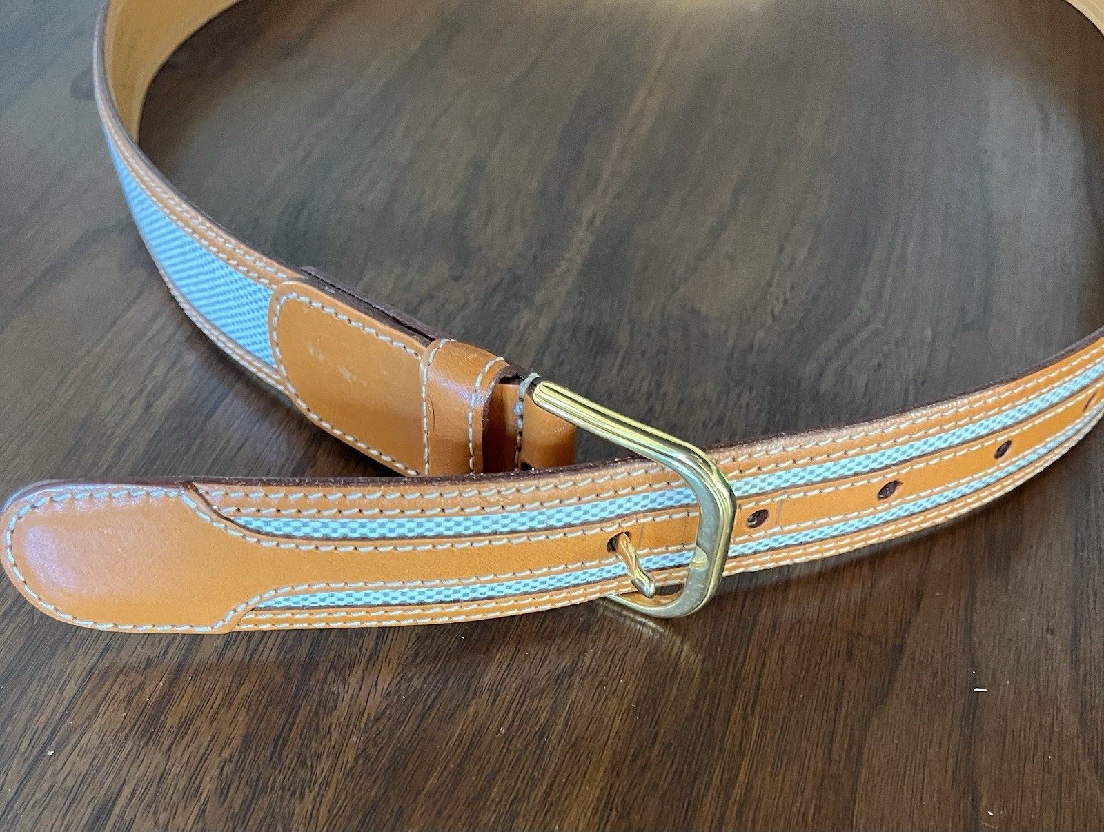 Longhi Leather And Canvas Belt Made In Italy 36
