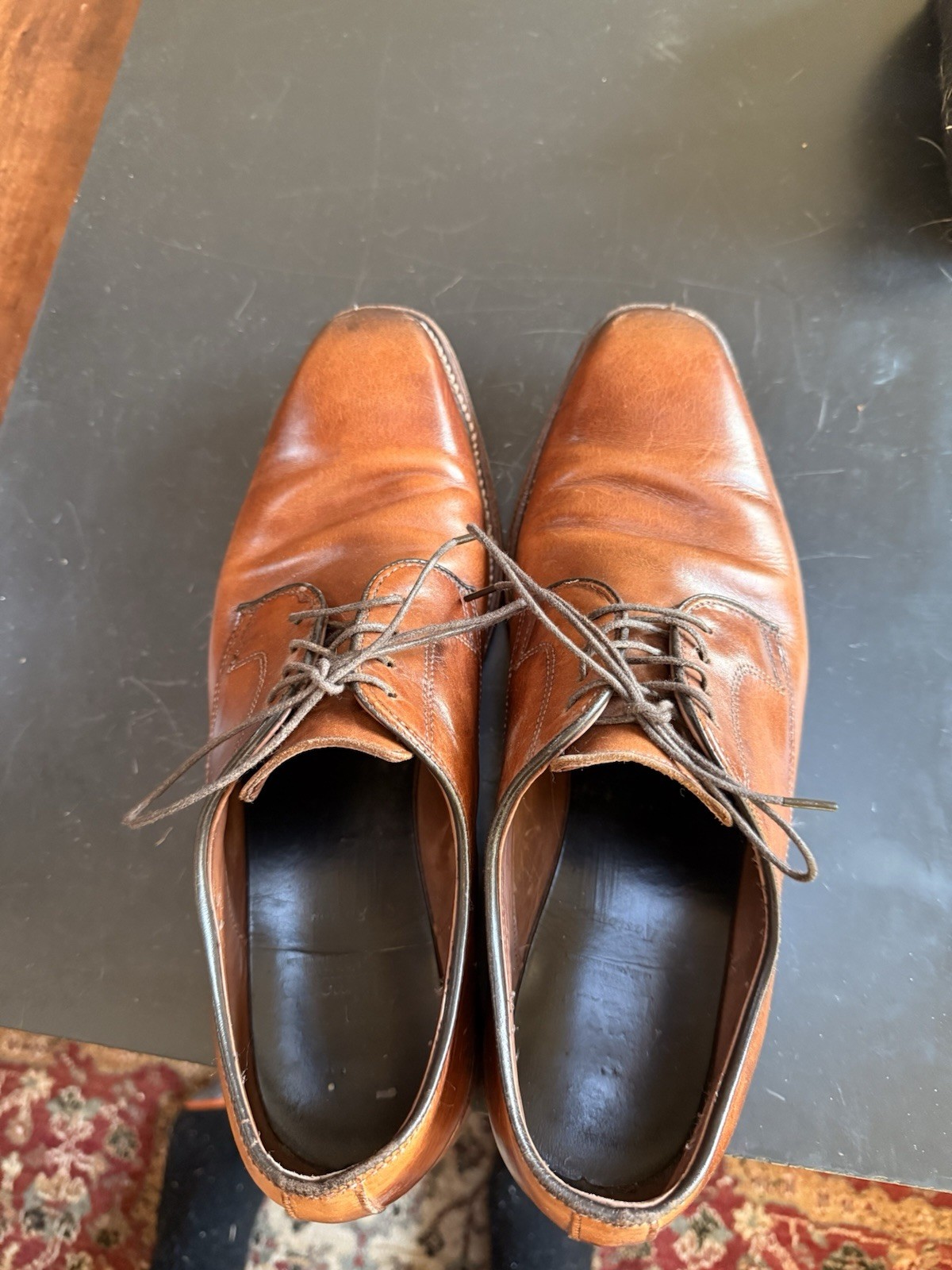 Mens Allen Edmonds Easton Brown Saddle Leather Derby Oxford Shoes Sz 10 D