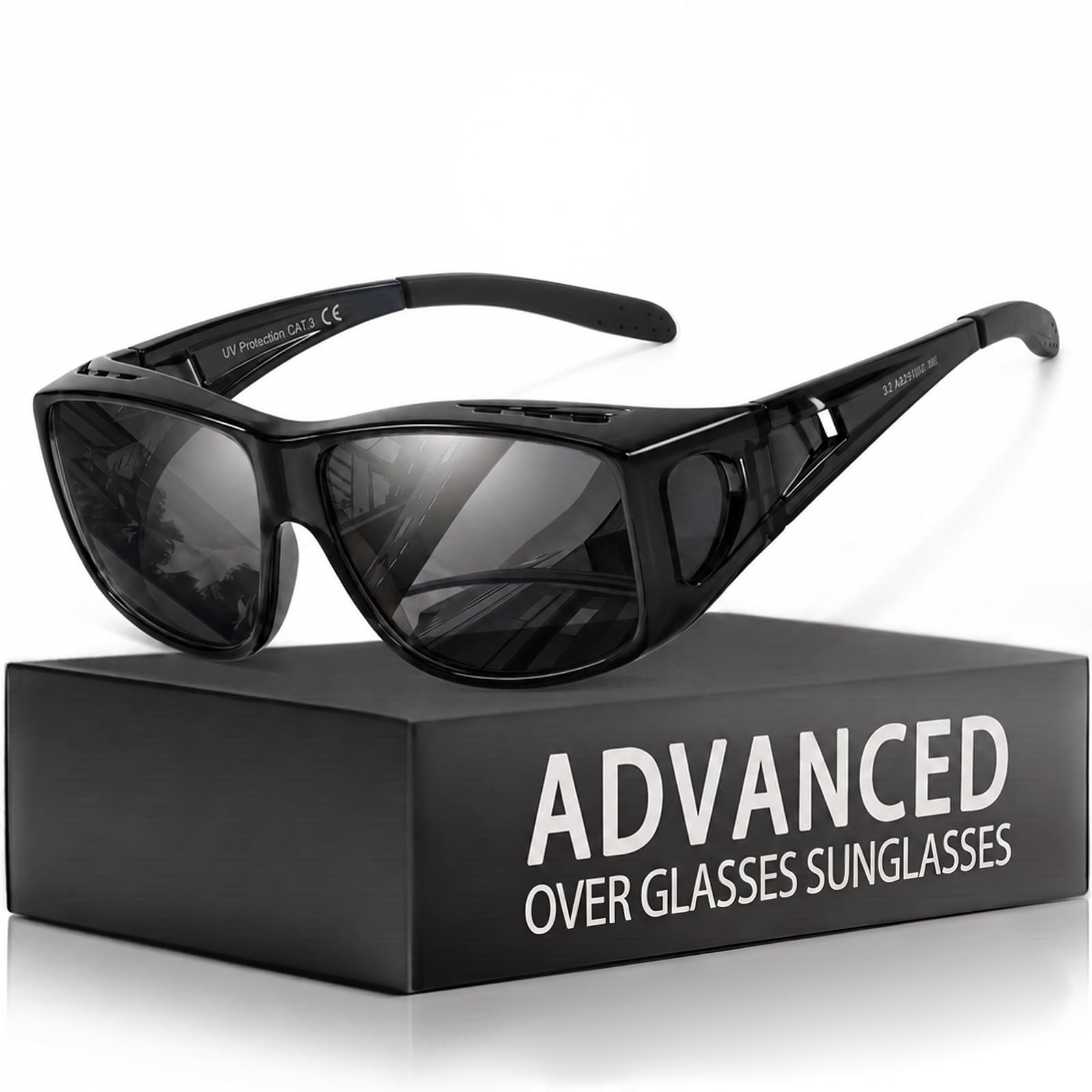 Myiaur Sunglasses that Fit Over Glasses Polarized UV400 Medium, A01 Black