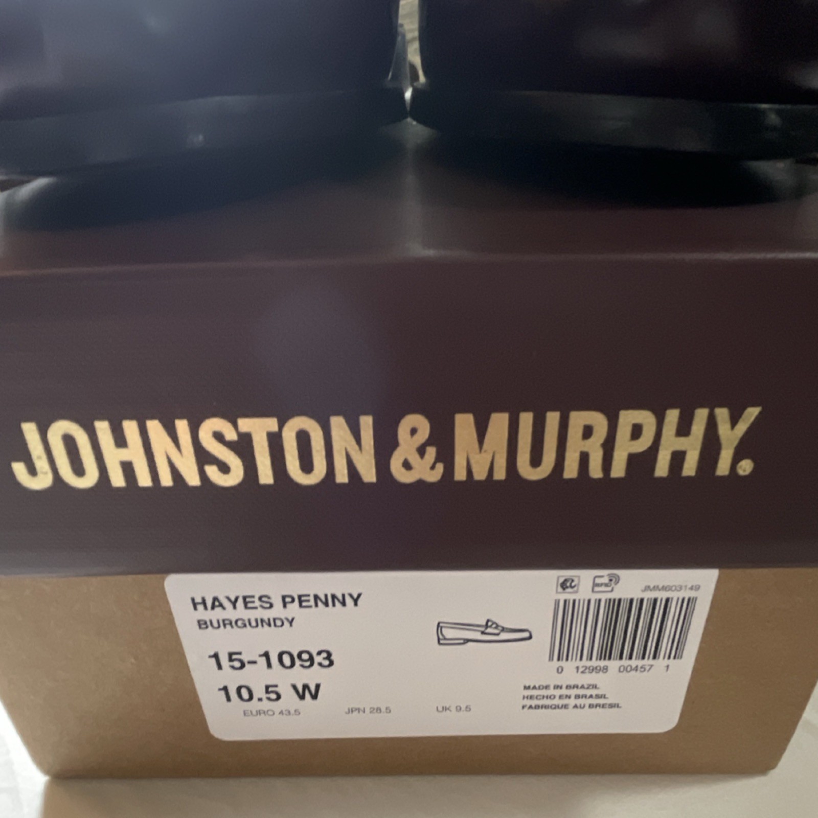 Johnston & Murphy Hayes Penny Men’s Burgundy Leather Loafers 10.5W 15-1093