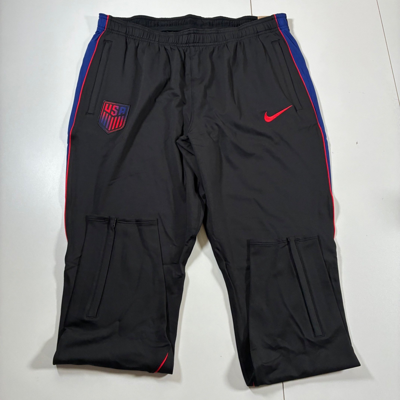 NEW Nike USMNT Strike Soccer Pants Large Slim Black Dri-FIT Jogger Sweatpants