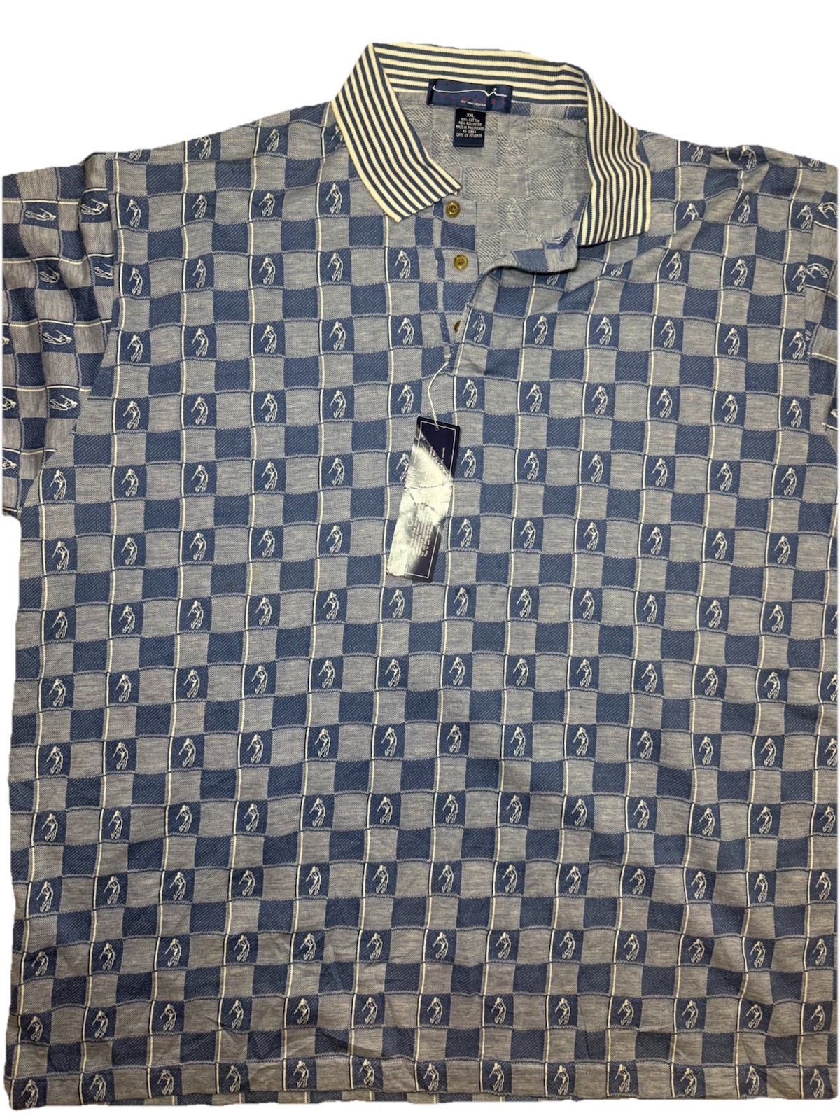 Player’s by Van Heusen Vintage Checkered SS Polo Men’s Size XXL Blue White