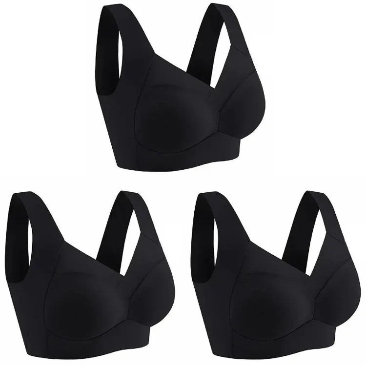 Seamless Ice Silk Sports Bra Wireless Large Size Comfort Vest Bralette 3 Pcs