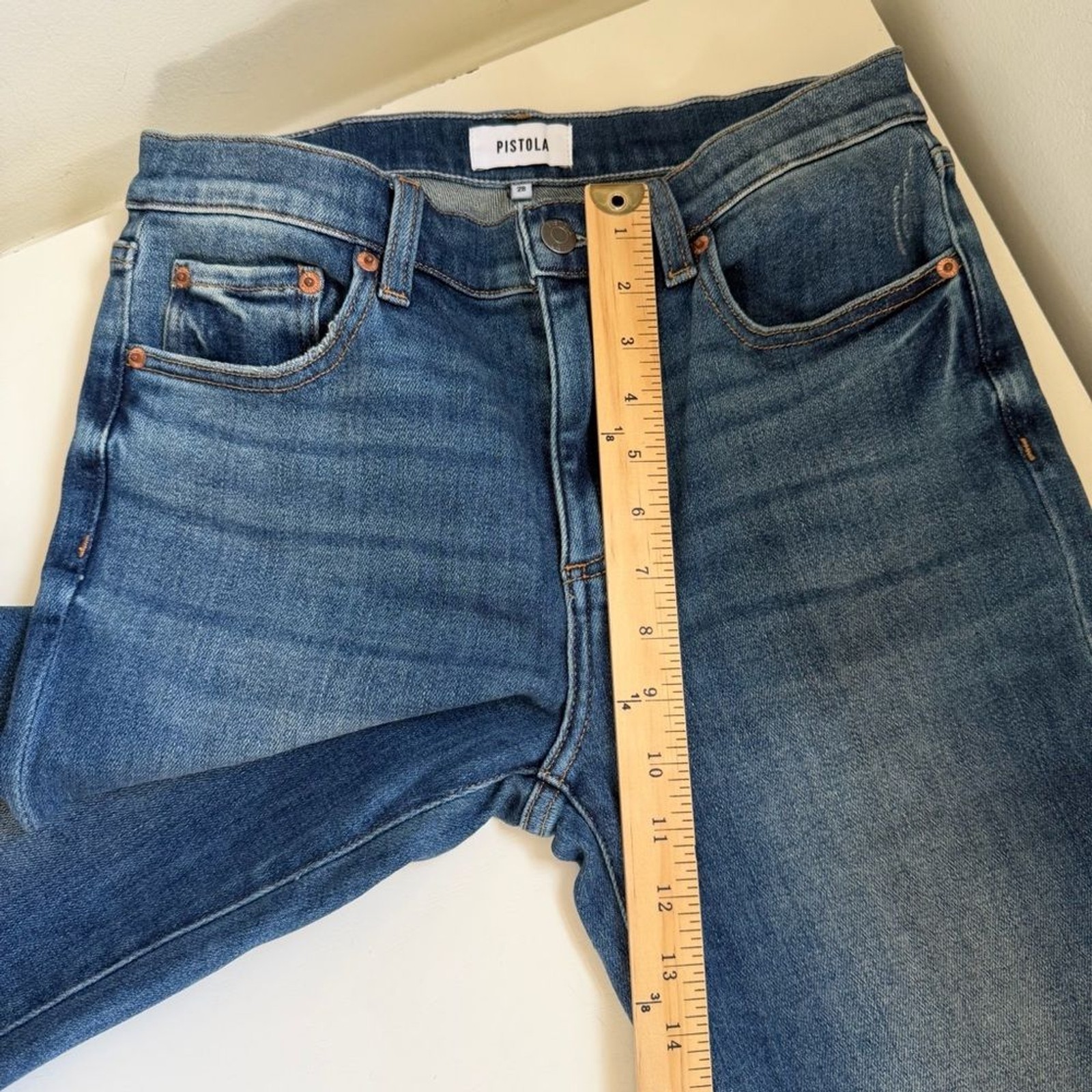 Pistola Jeans Monroe Crop High Rise Cigarette Jean Blue Denim Size 28