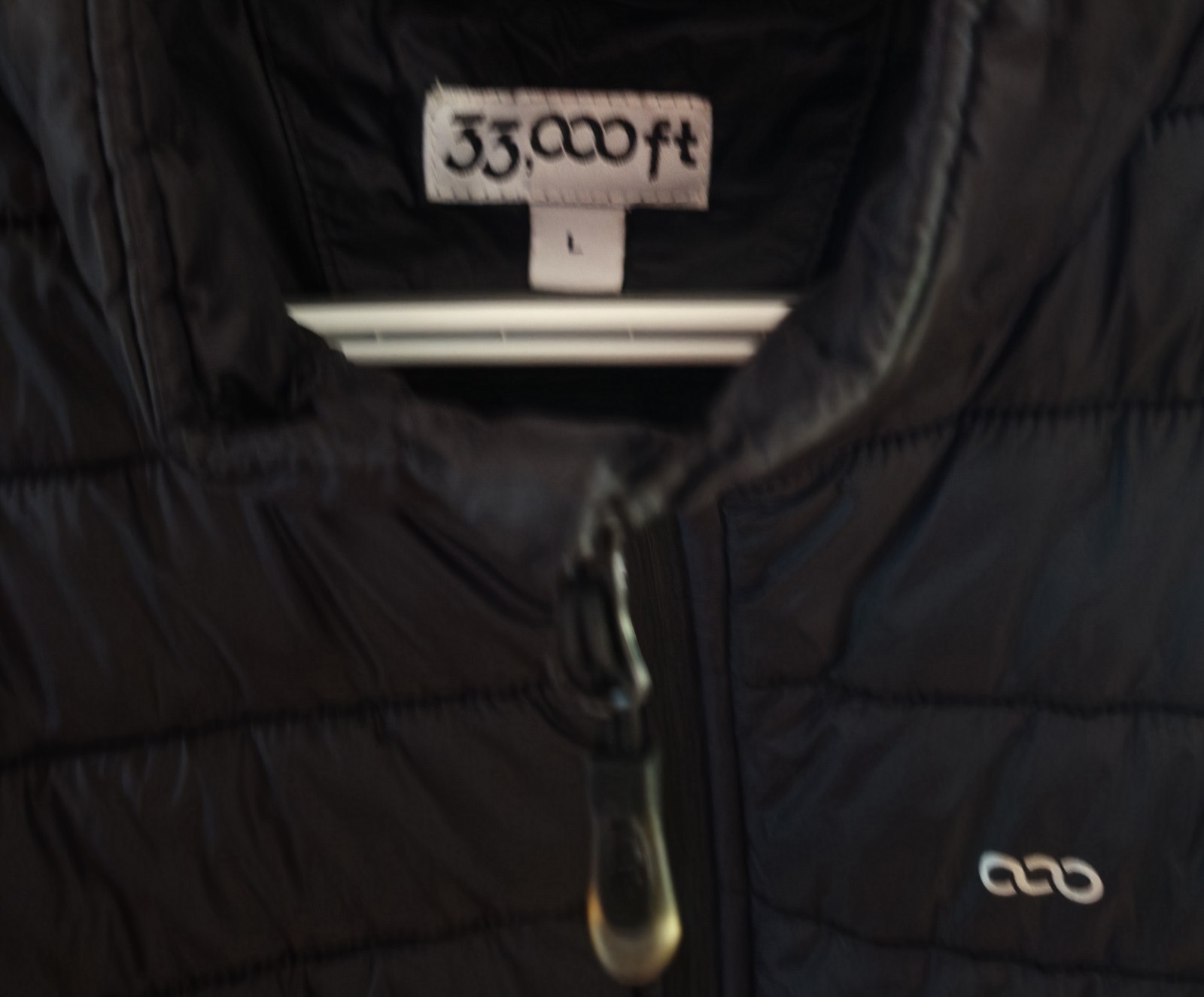 33,000ft Men’s Black Quilted Full Zip Vest Stand-Up Collar Outdoor Size L