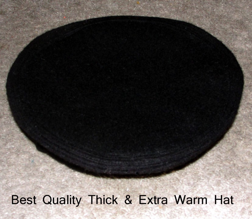 Thick Black Afghan Hat Pakol 100% Wool Afghanistan Warn Winter Hat Woolen Beret
