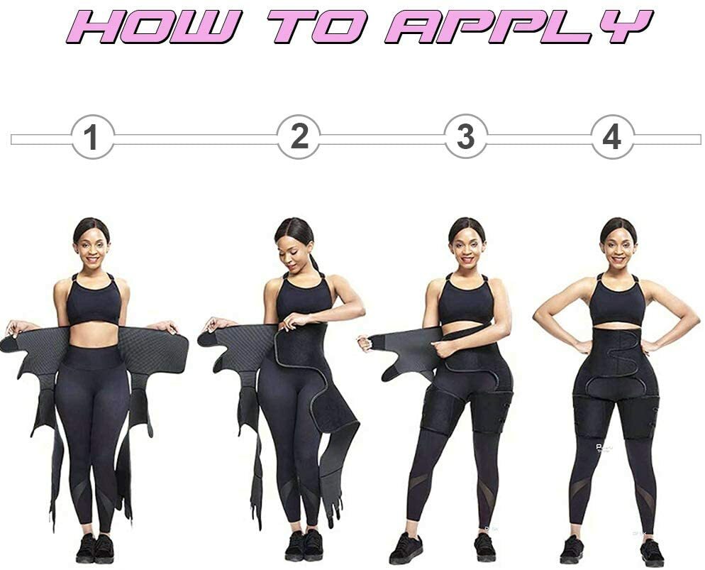 High Waist Trainer Thigh Trimmer, 3 in 1 Body Shaper Weight Loss Butt Black