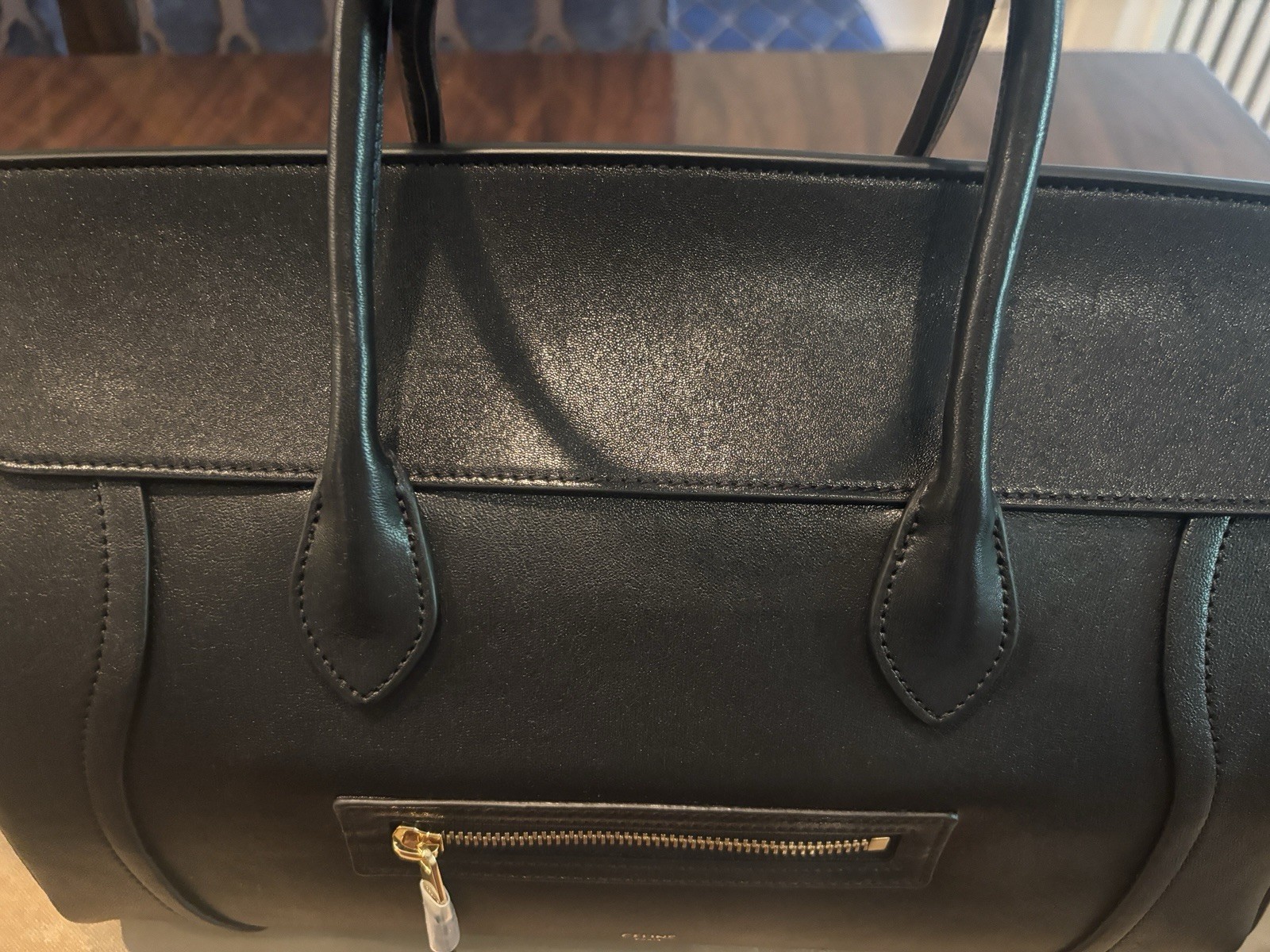 NEW Celine MEDIUM NEW LUGGAGE IN Black shiny Lambskin $4350 Authentic