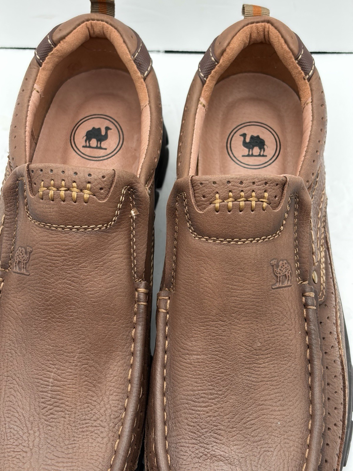 CAMEL CROWN Men’s Size 13 Slip On Loafers Khaki Brown Leather Casual Shoes