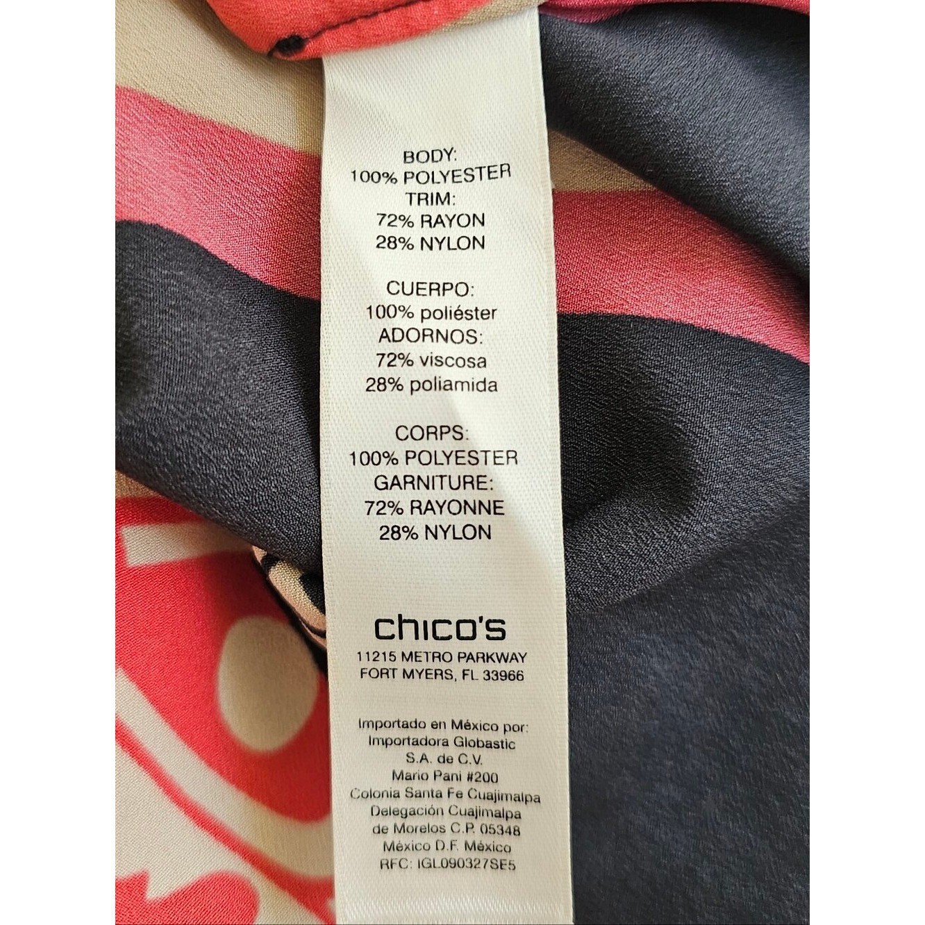 CHICO’S Women’s Multicolor Printed Long-Sleeve Tunic. Size 2 Or US 12