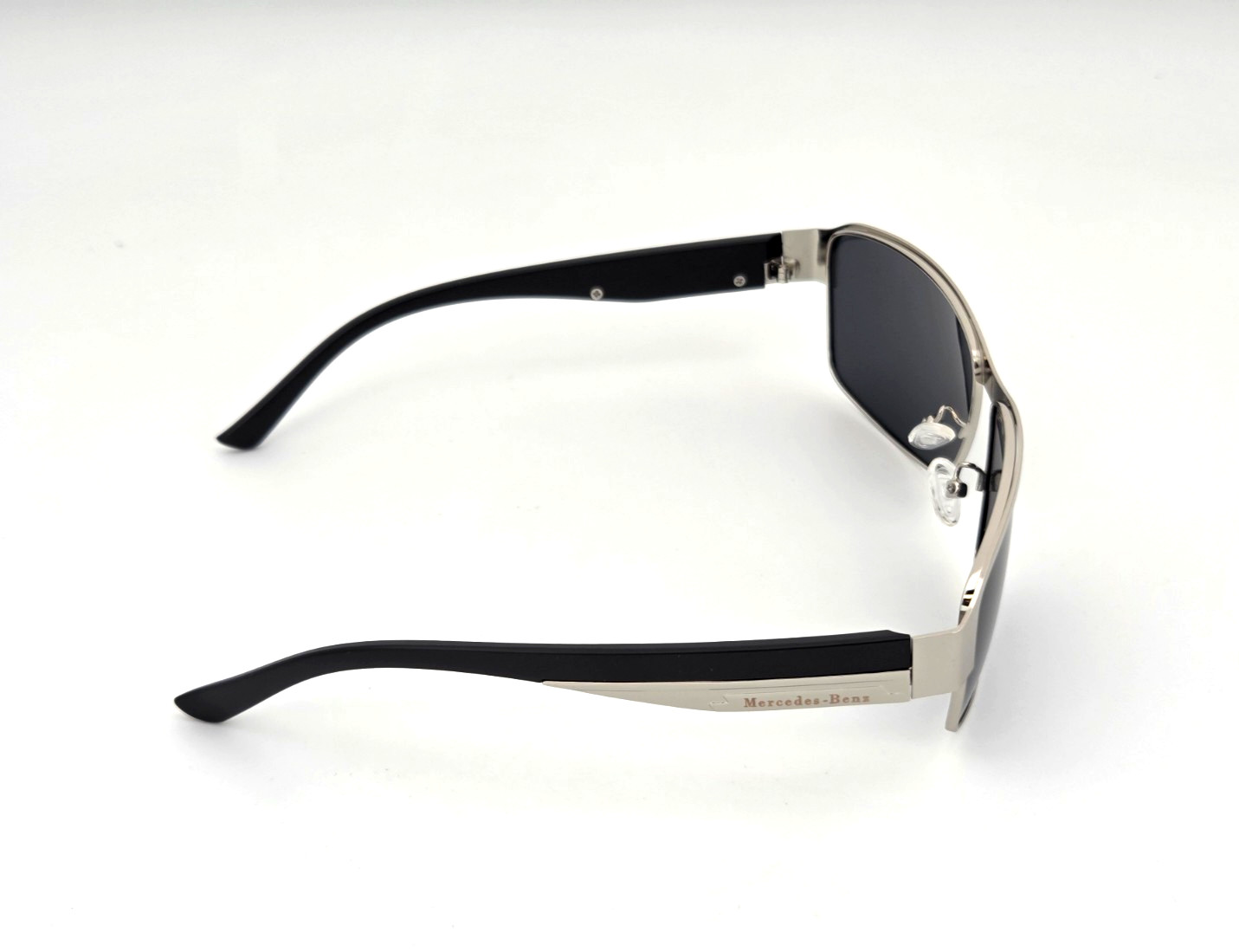 Polarized Mercedes Metal Rectangle Sunglasses Silver Frame Smoke Lens MB29
