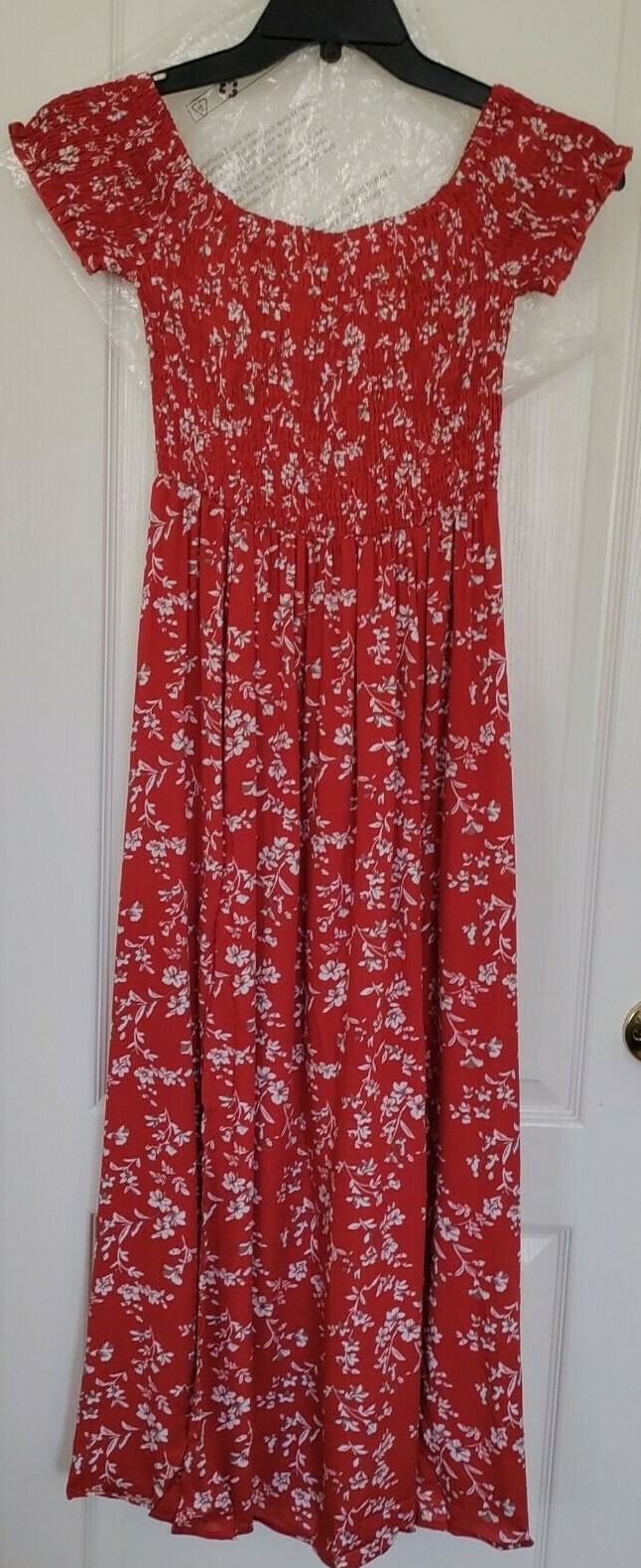NEW WOMAN KRANDA GATHERED FRONT DRESS SIZE M SLIT FIT ~FLARE Floral 100% Rayon