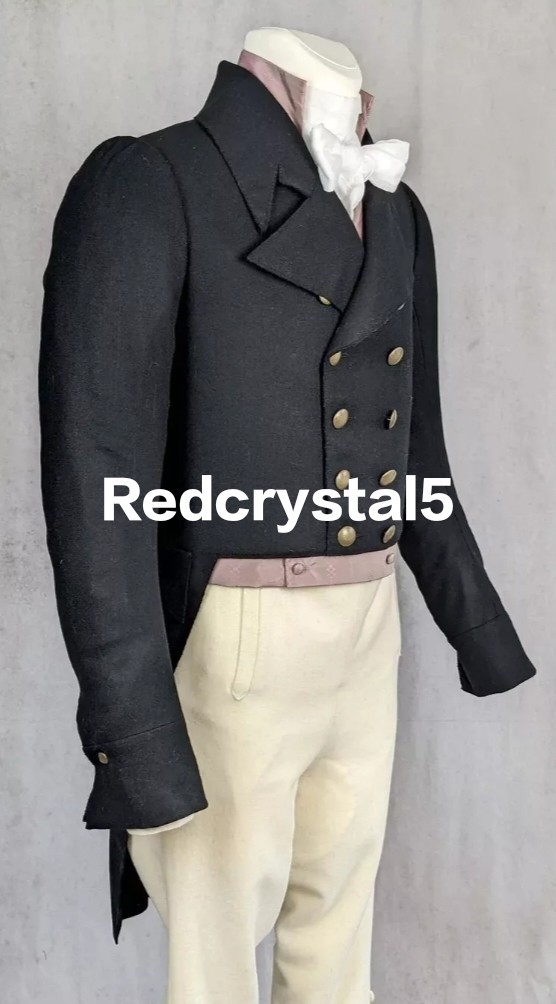 New Men Black Wool Regency 1810 & 1830 Coat, Jacket British Tailcoat Fast Ship