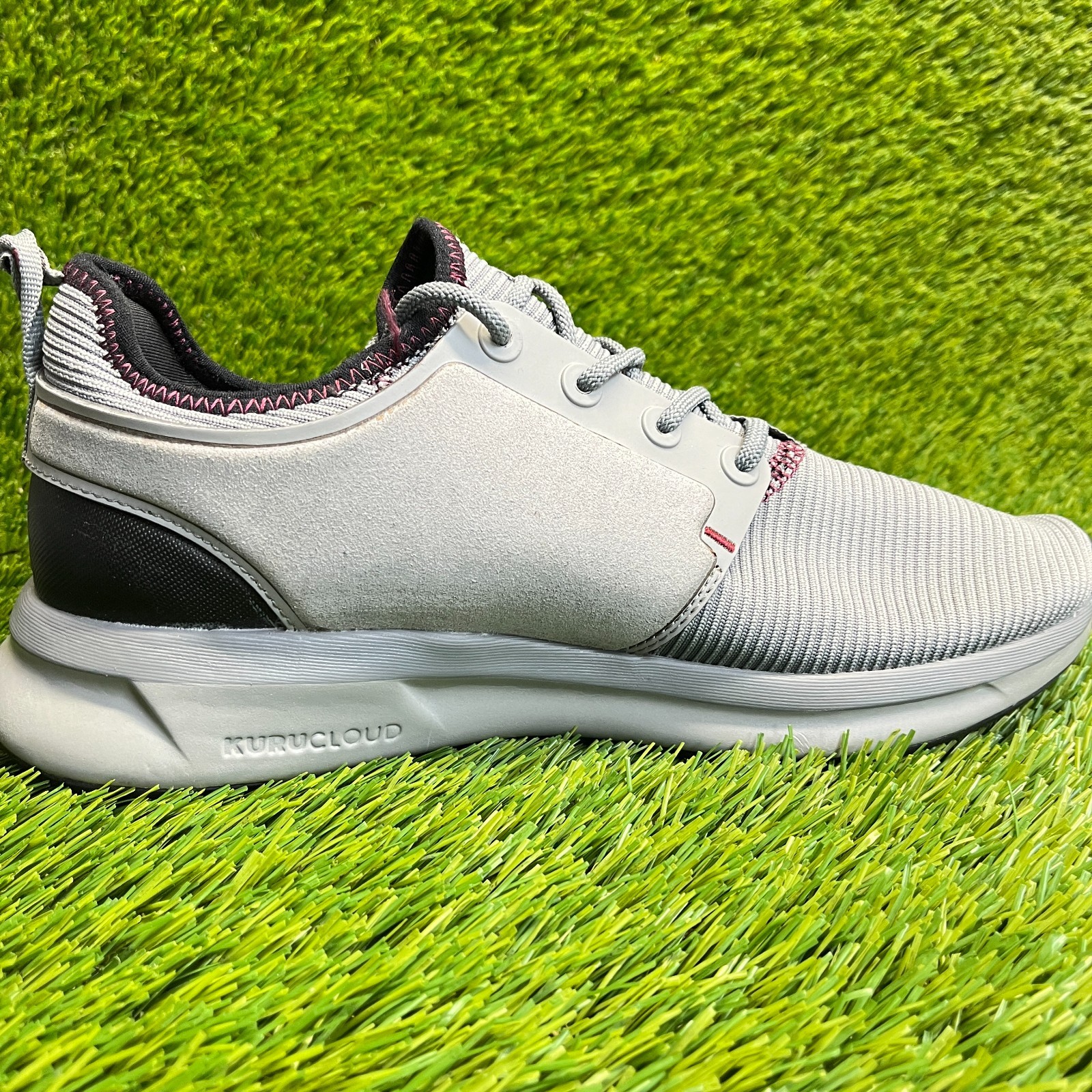 Kuru Atom Mens Size 7.5 Gray Black Red Athletic Running Walking Shoes Sneakers