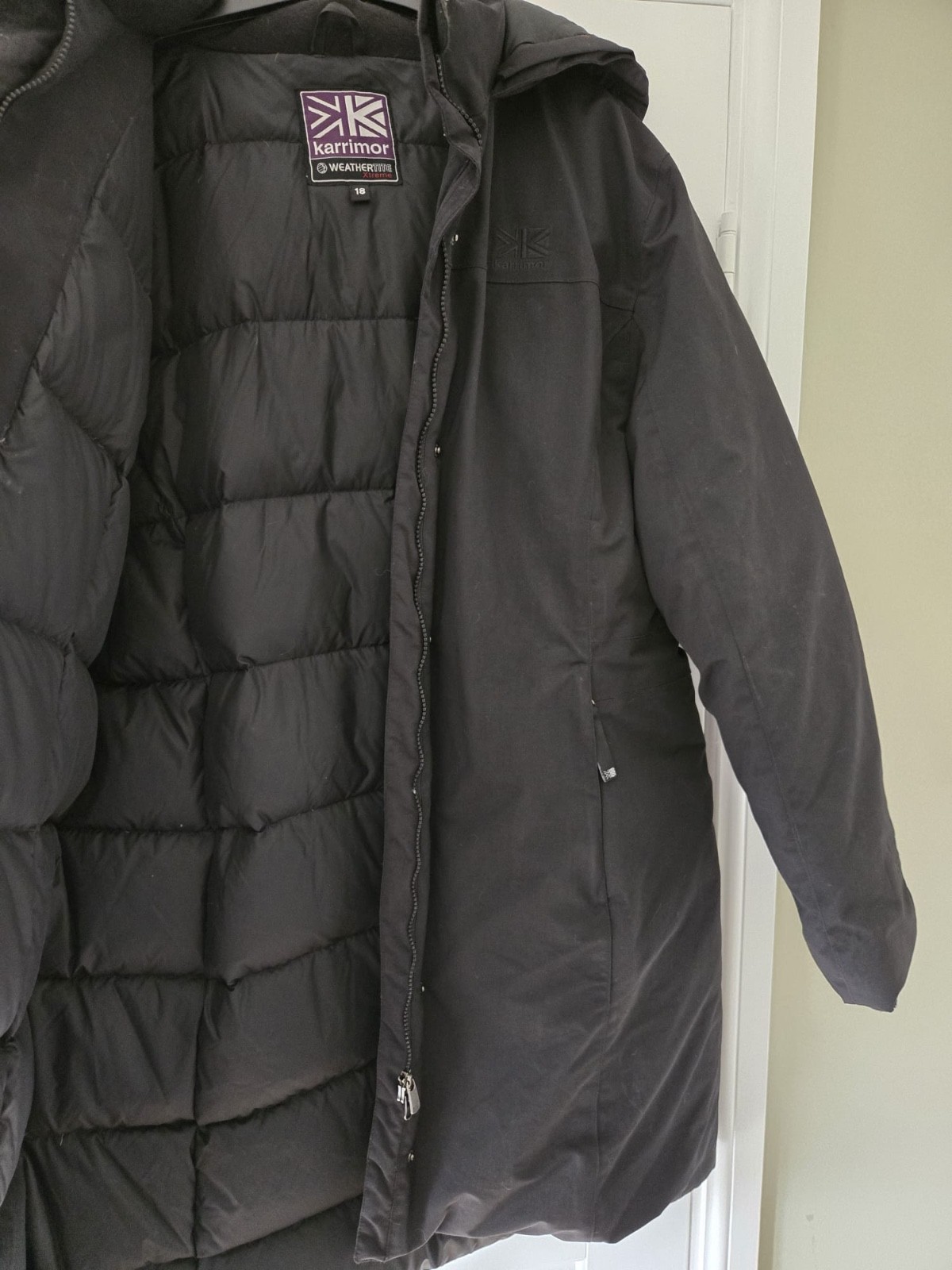 Karrimor Black ‘KS-650+ Weathertite Xtreme’ Feather and Down Coat, Size 18