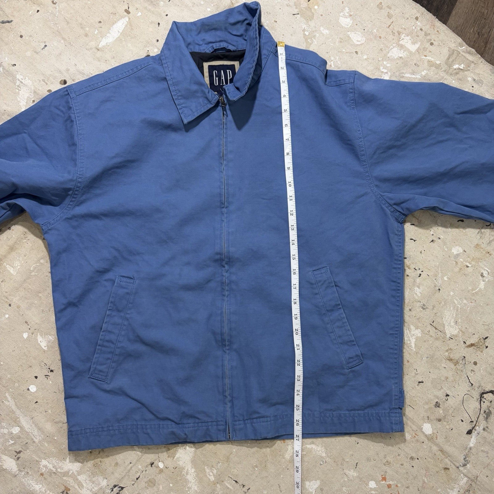 Vintage GAP Jacket Y2K 2000s Men’s Medium Full Zip Up Harrington Blue Cotton