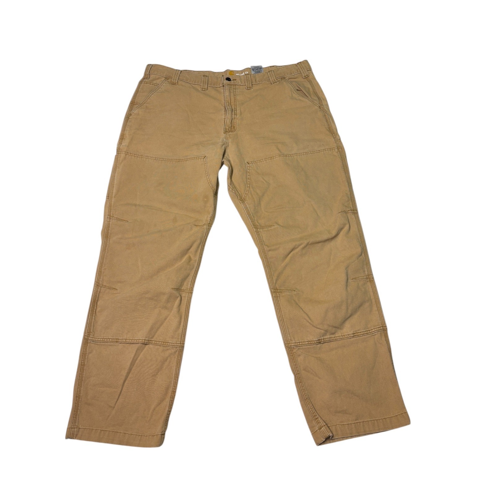 Carhartt Cotton Canvas Pants Men’s 44×32 Double Knee Front 102802-918 Brown Tan