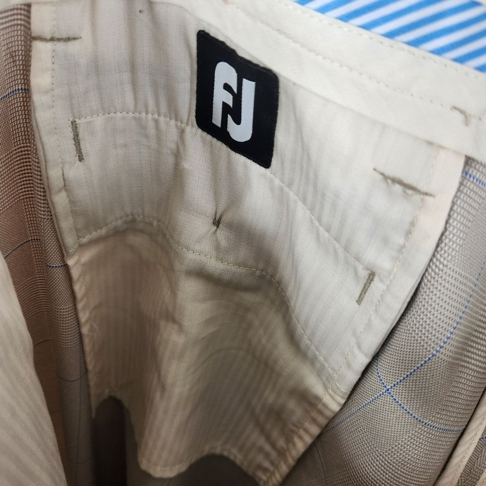FootJoy Polyester Spandex Blend Windowpane Print Pants 38×32