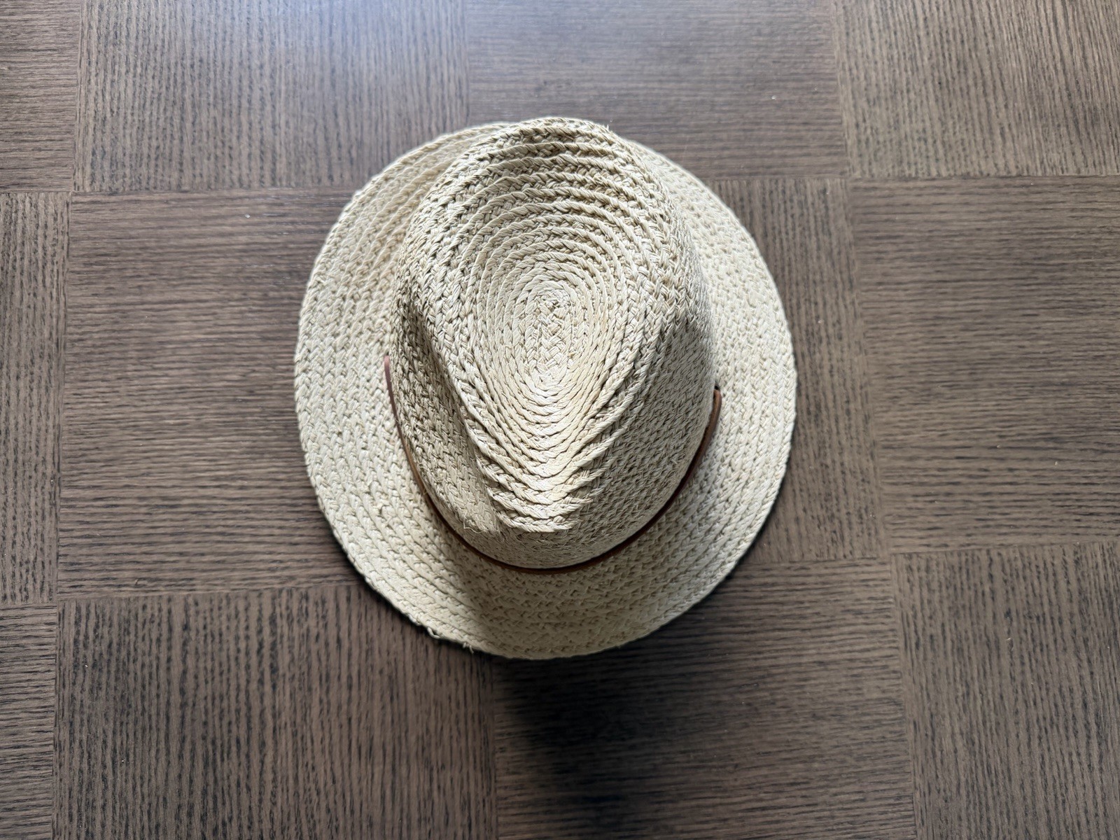 Brixton Straw Fedora Hat Natural Braided Leather Band Panama Womens Mens Size S