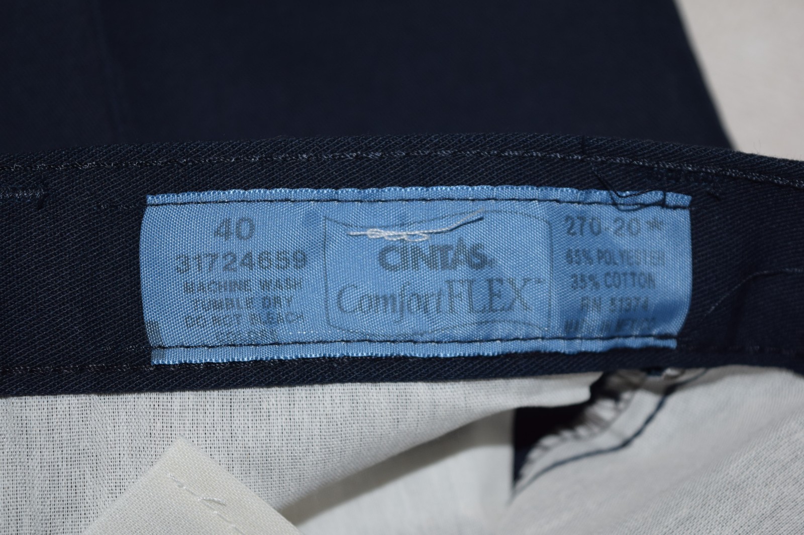 CINTAS COMFORT FLEX NAVY BLUE CARGO WORKS PANTS 270-20, 40×32