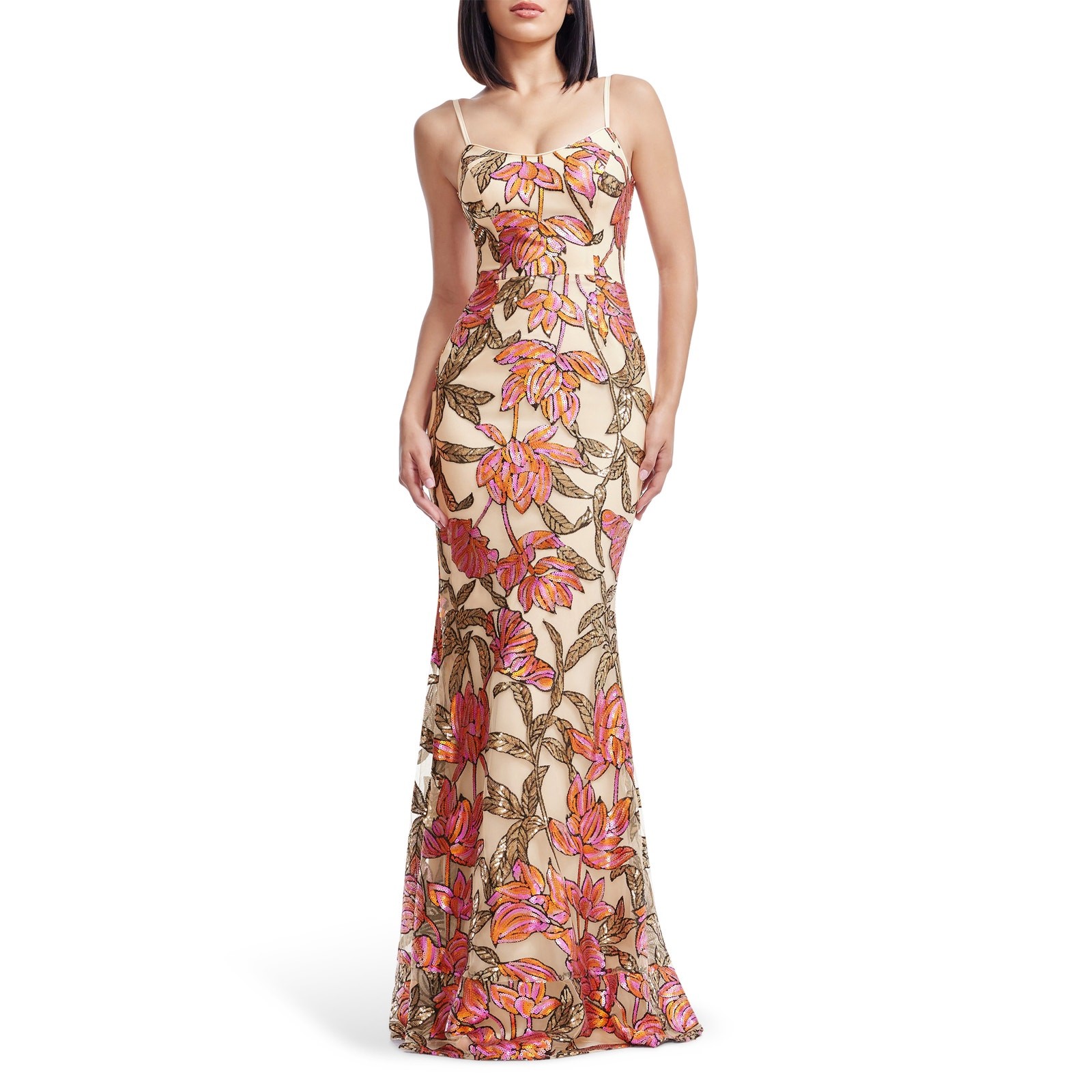 Dress The Population Giovanna Sequin Floral Mermaid Gown Size L