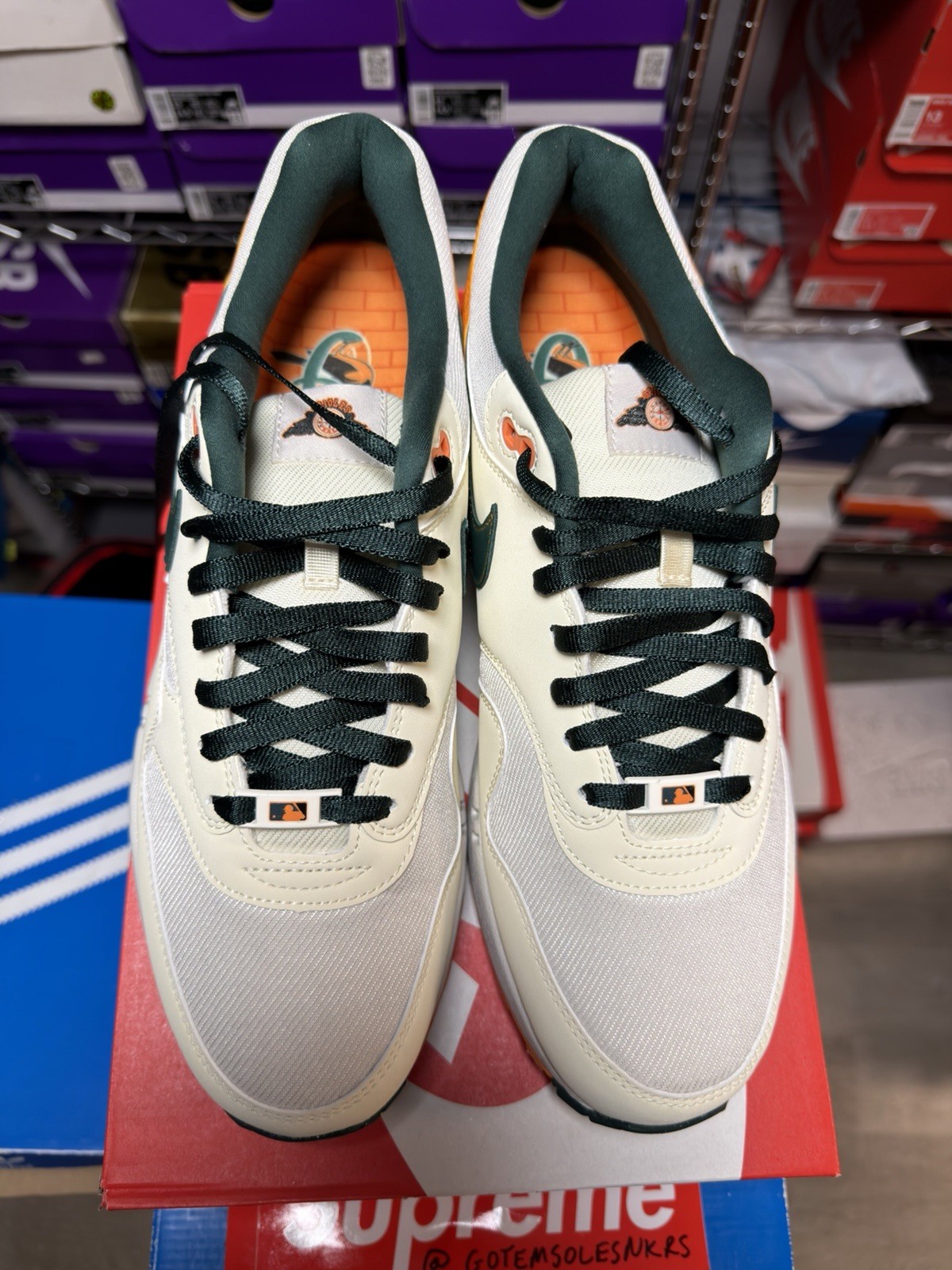 Nike Air Max 1 ORIOLES IQ2894-100 MLB COCONUT MILK PRO GREEN MENS SIZE 13 NEW
