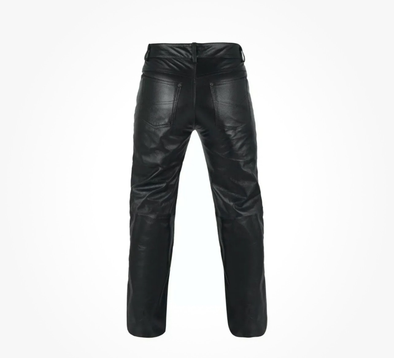 Men Leather Pants 5 Pocket Style Jeans Black