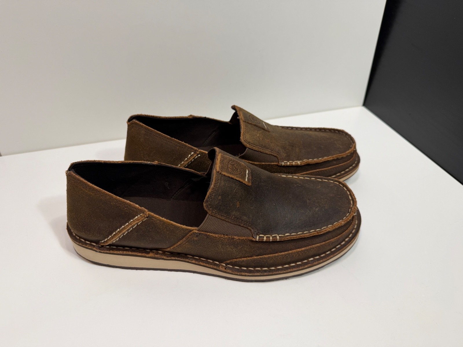 ARIAT MENS CRUISER SLIP ON LEATHER SHOES ROUGH OAK US 11 EE UK 10 W EUR 44.5 W