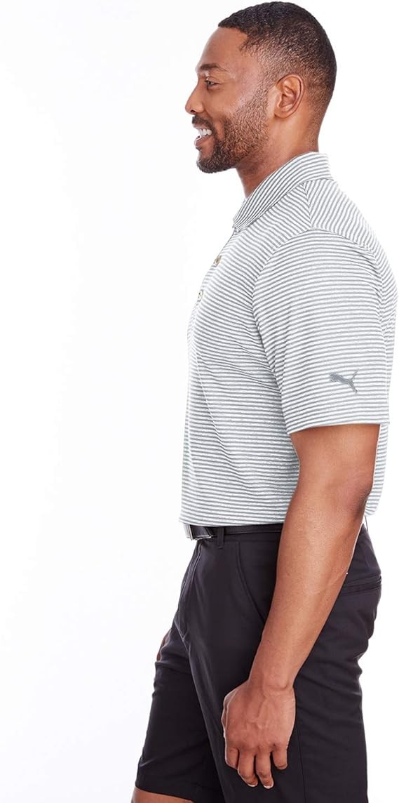 596804 PUMA Golf Men’s Performance Striped Polo Golf Shirt – QUARRY HEATHER 2XL